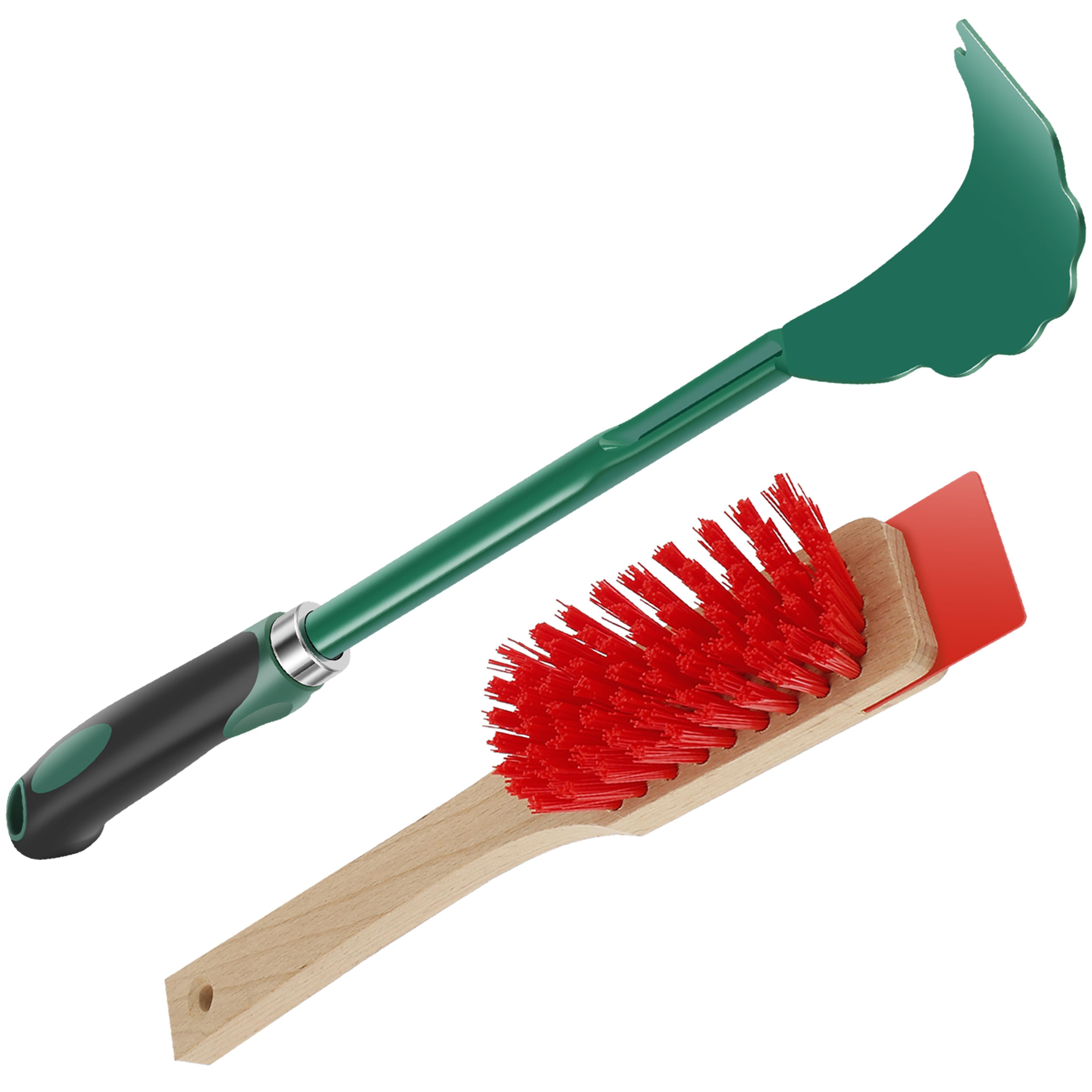 lawn mower deck cleaner scraper and stiff bristle brush set