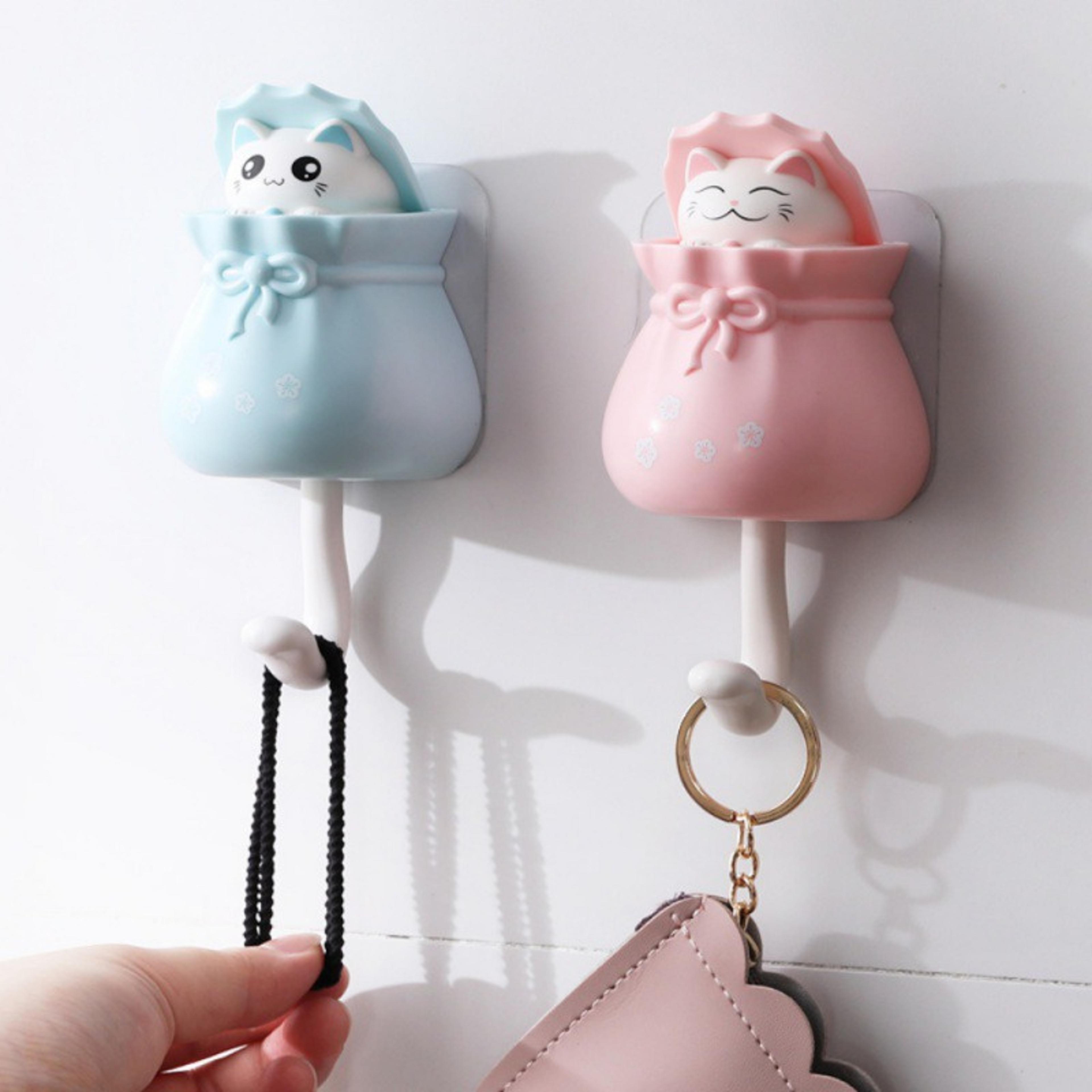 Cute Cat Wall Hooks Self Adhesive Key Holder And Decorative Organizer 1