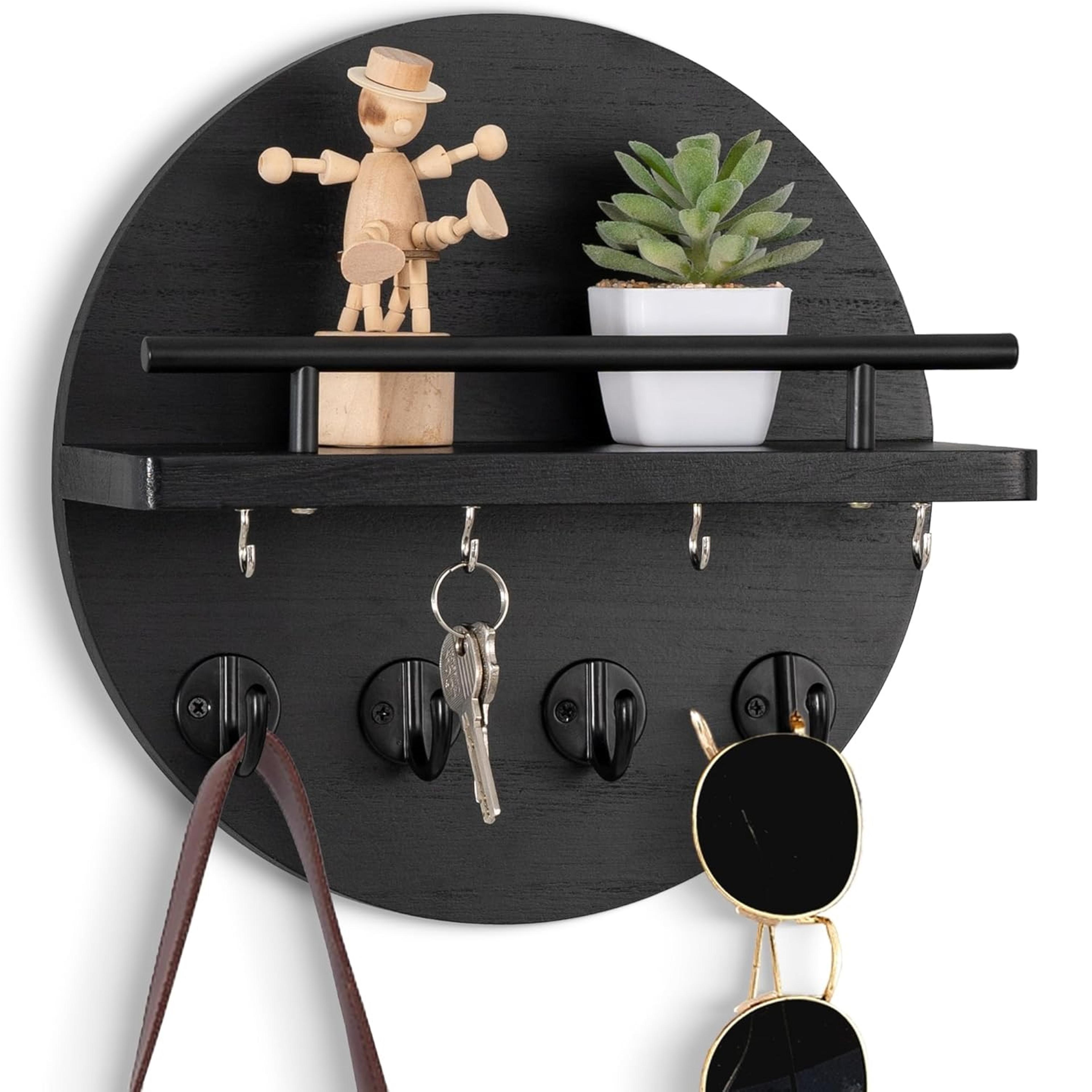 Rustic Wood Key Holder For Wall With Shelf And Hooks Entryway Organizer 8
