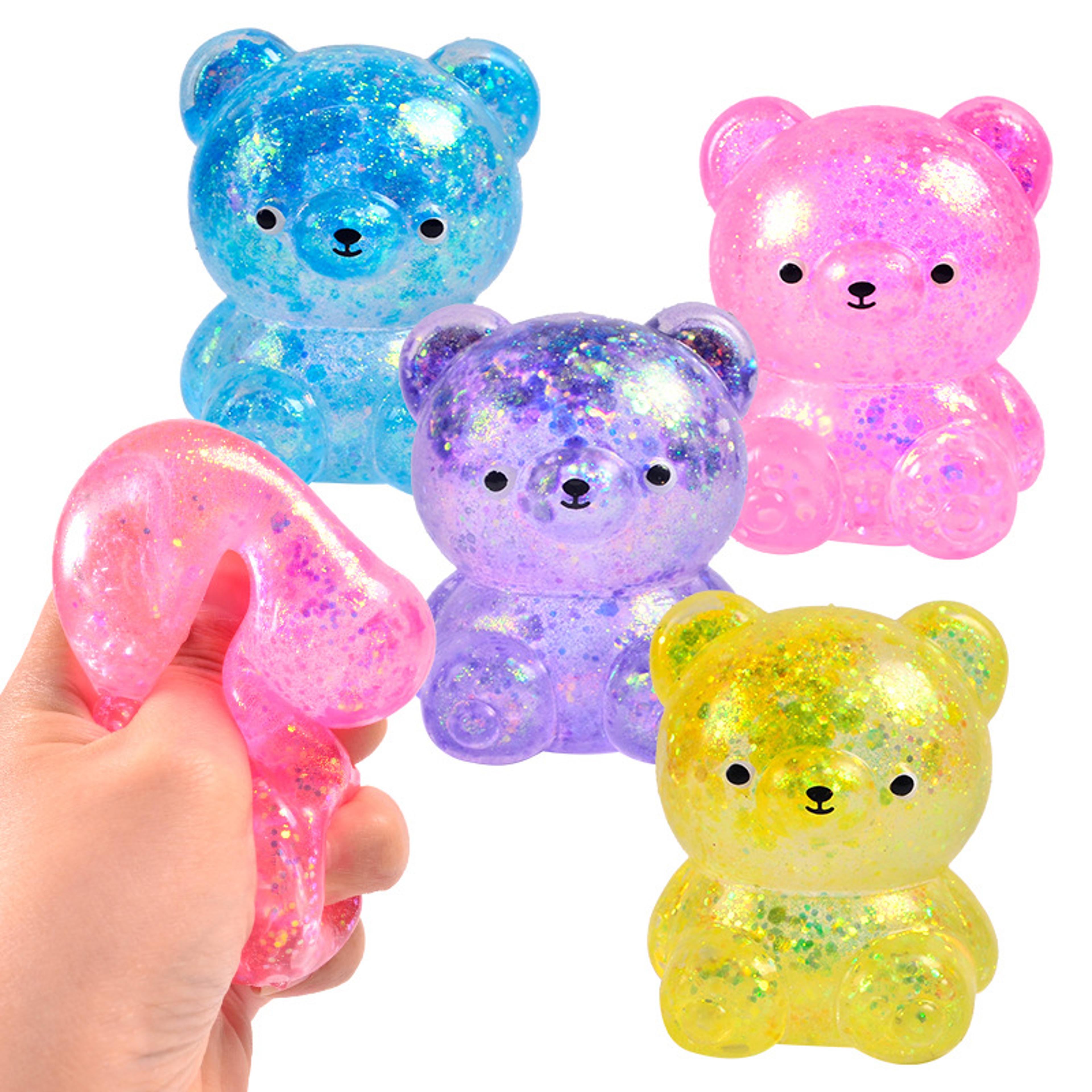 Glitter Gummy Bear Squishy Stress Relief Fidget Toy 0
