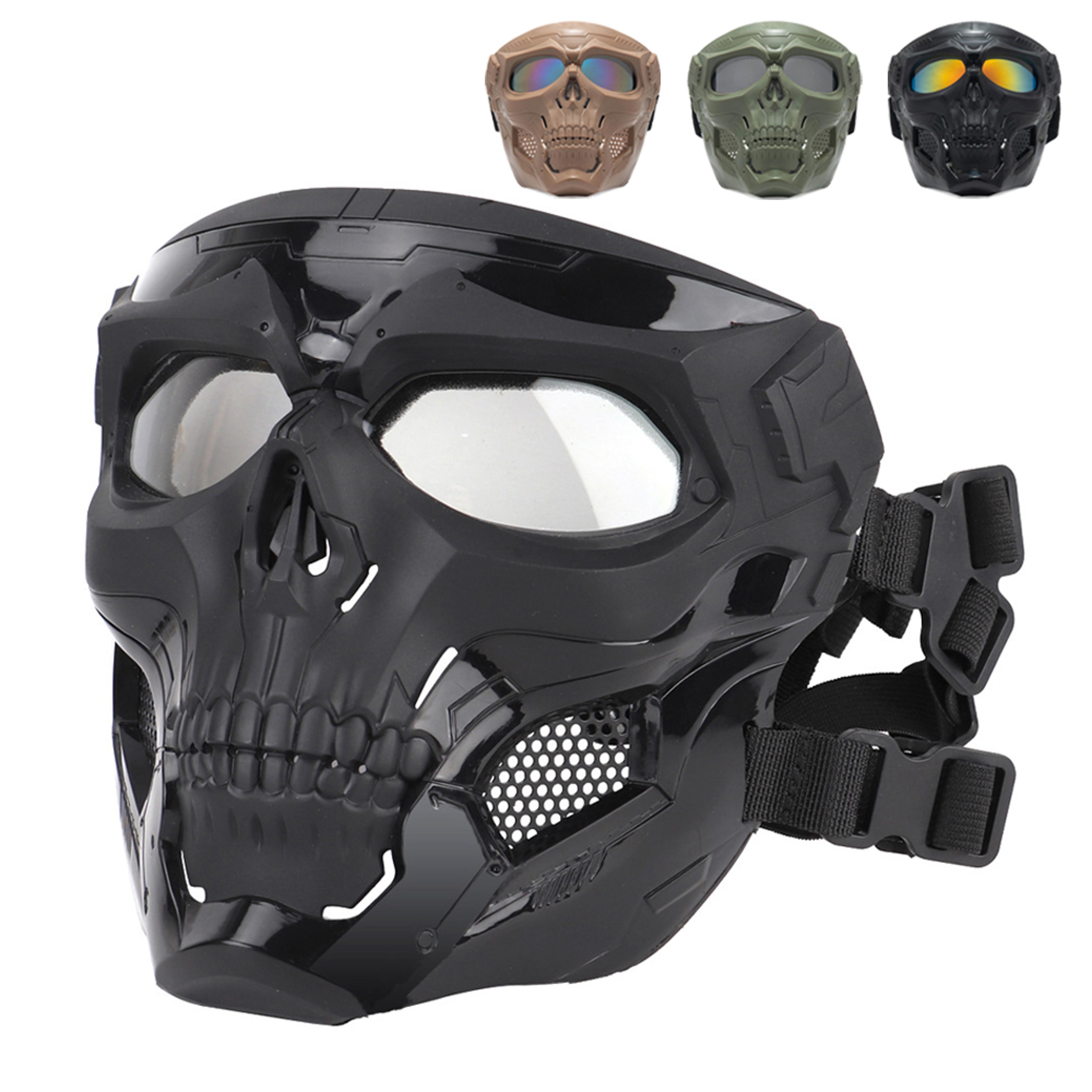 skull motorcycle face mask with windproof goggles for cycling paintball and outdoor games
