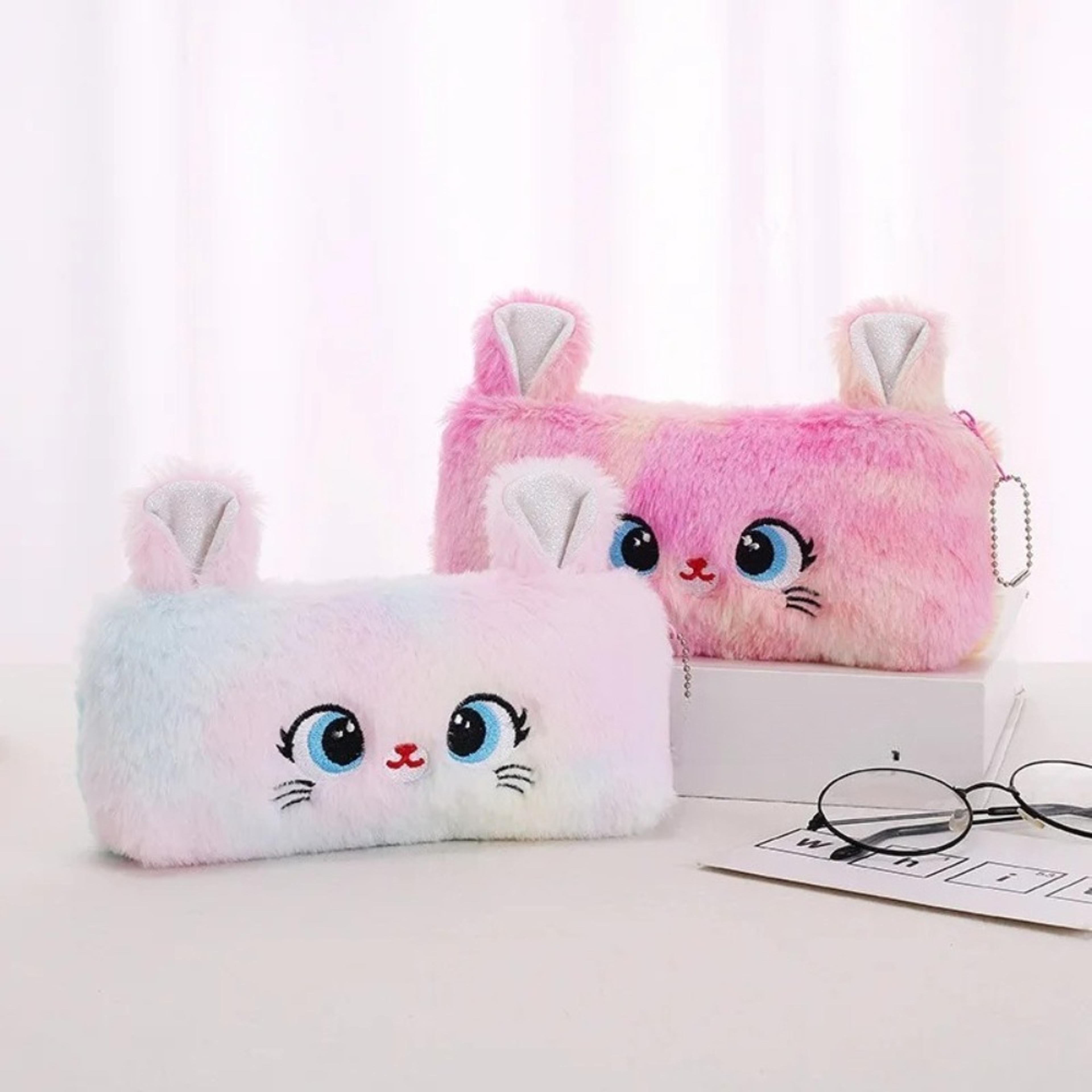 Cute Cat Plush Pencil Case Large Capacity Pencil Pouch For Girls And Kids 2