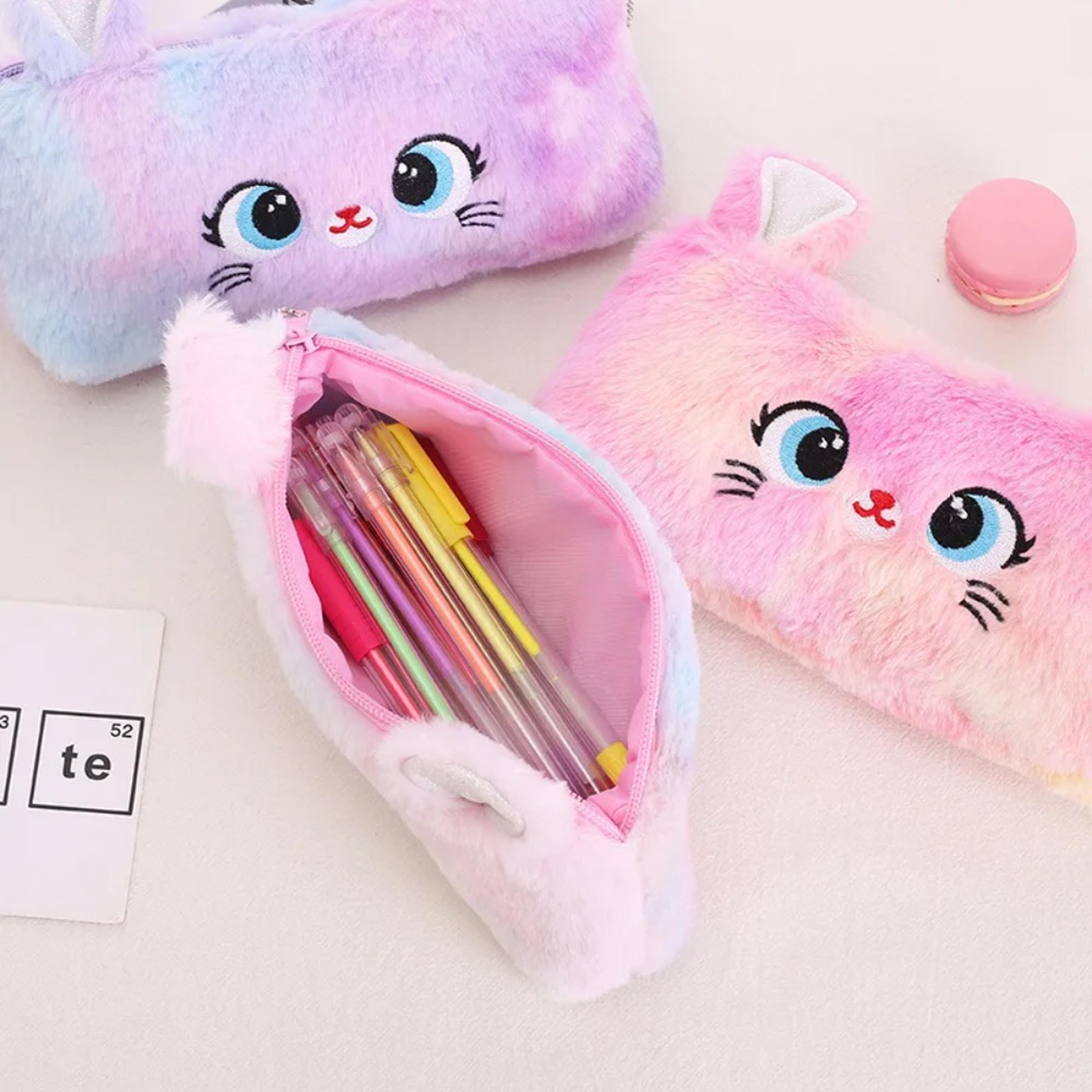Cute Cat Plush Pencil Case Large Capacity Pencil Pouch For Girls And Kids 4