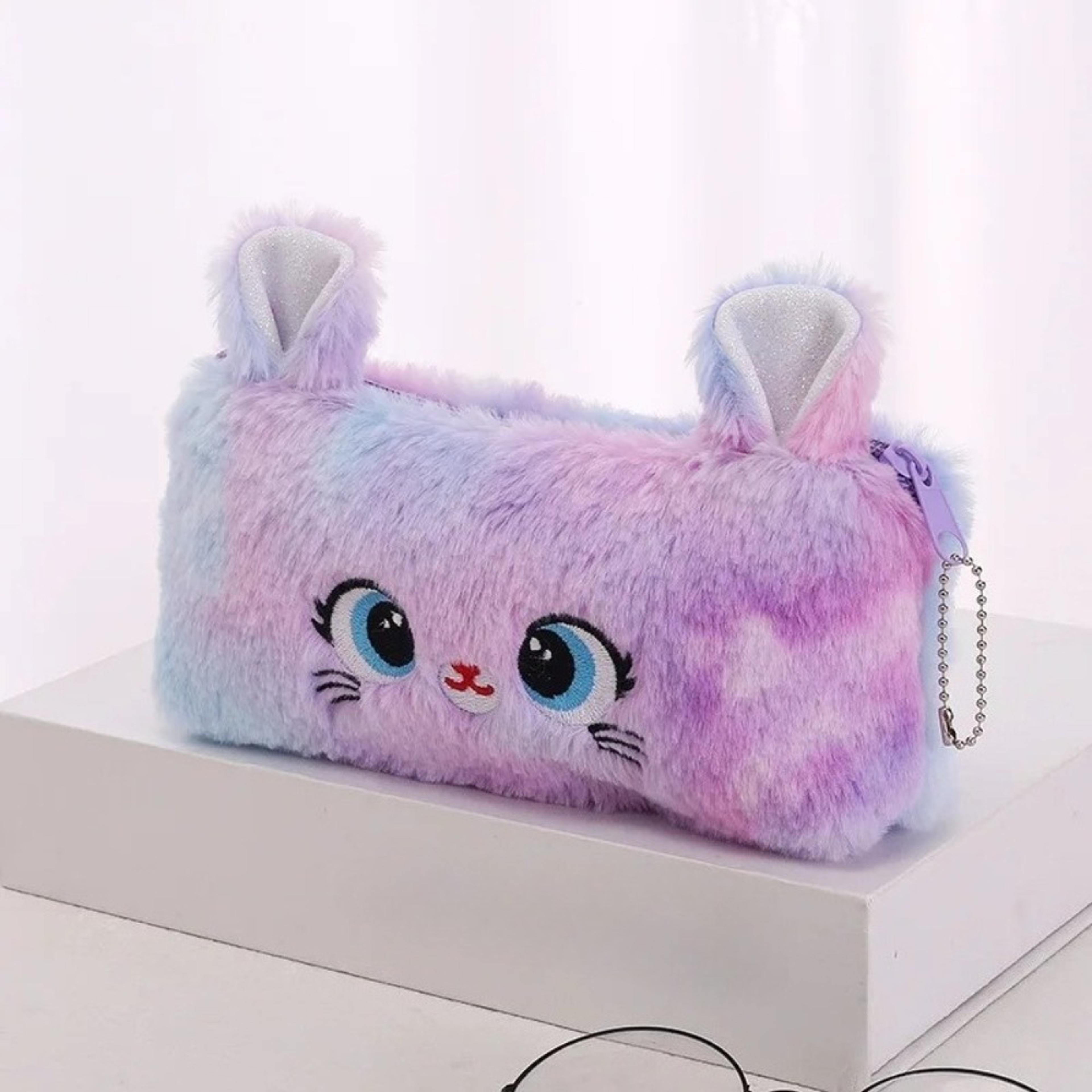 Cute Cat Plush Pencil Case Large Capacity Pencil Pouch For Girls And Kids 5