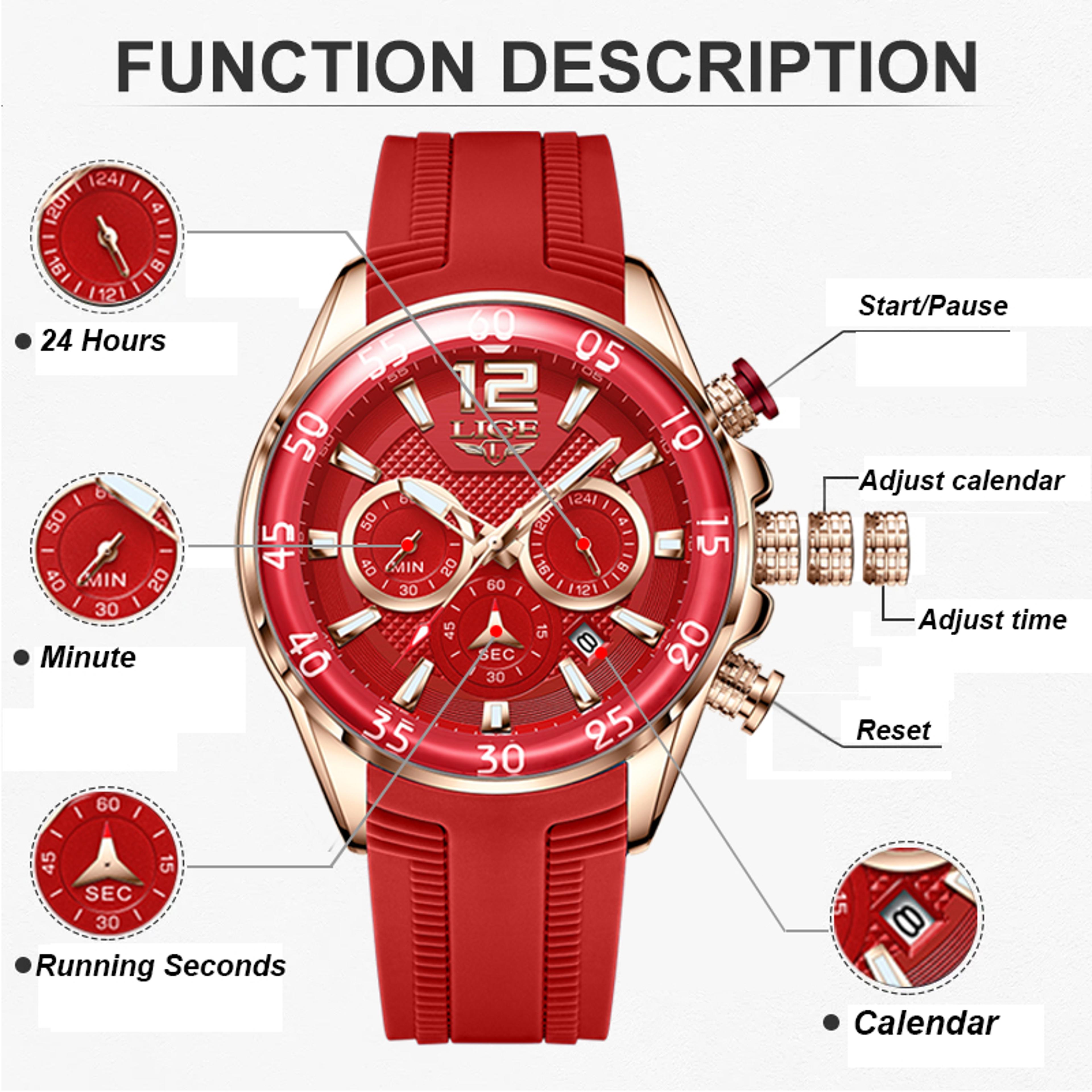 Waterproof Chronograph Watch With Luminous Dial And Silicone Strap 2