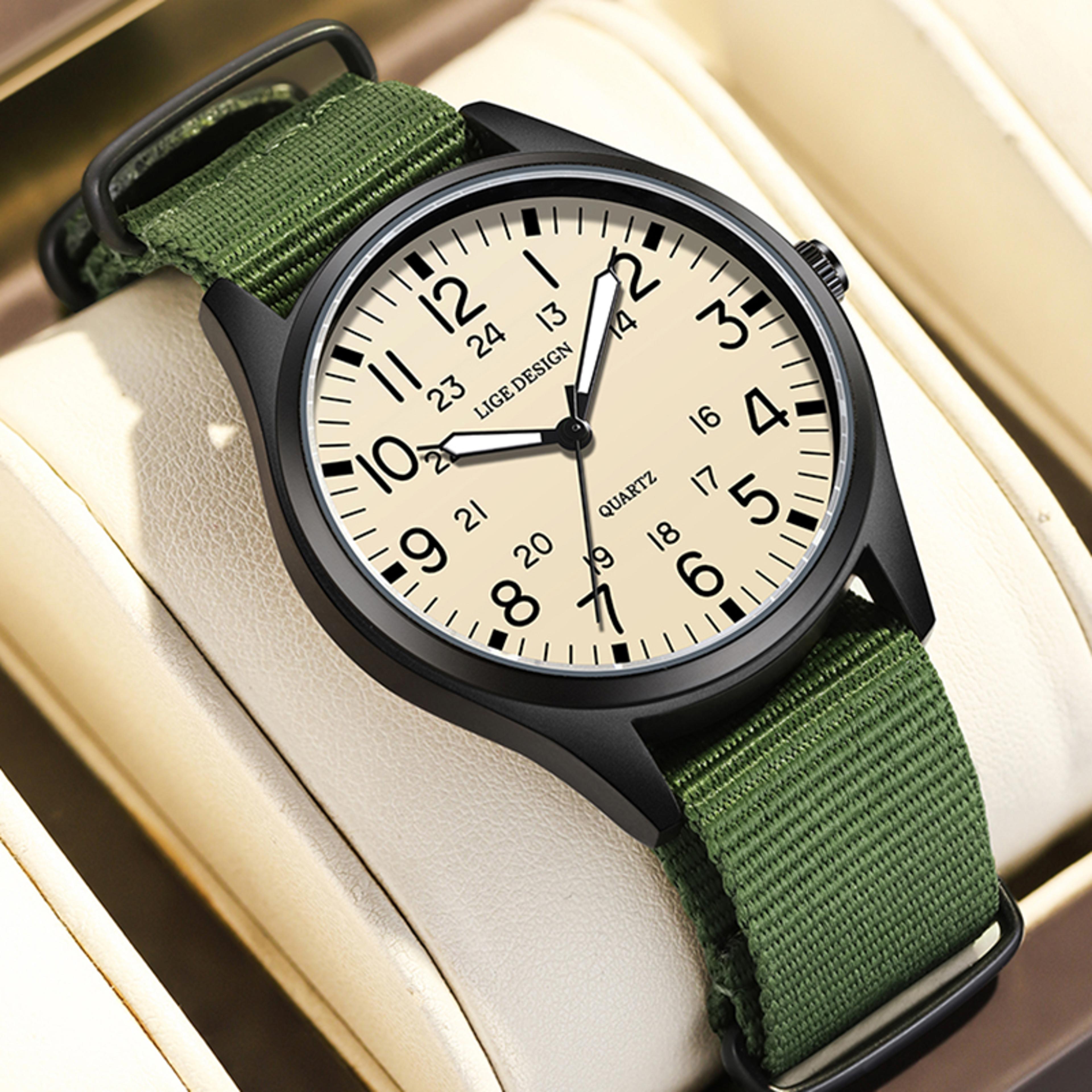 men nylon quartz watch waterproof luminous military sports watch