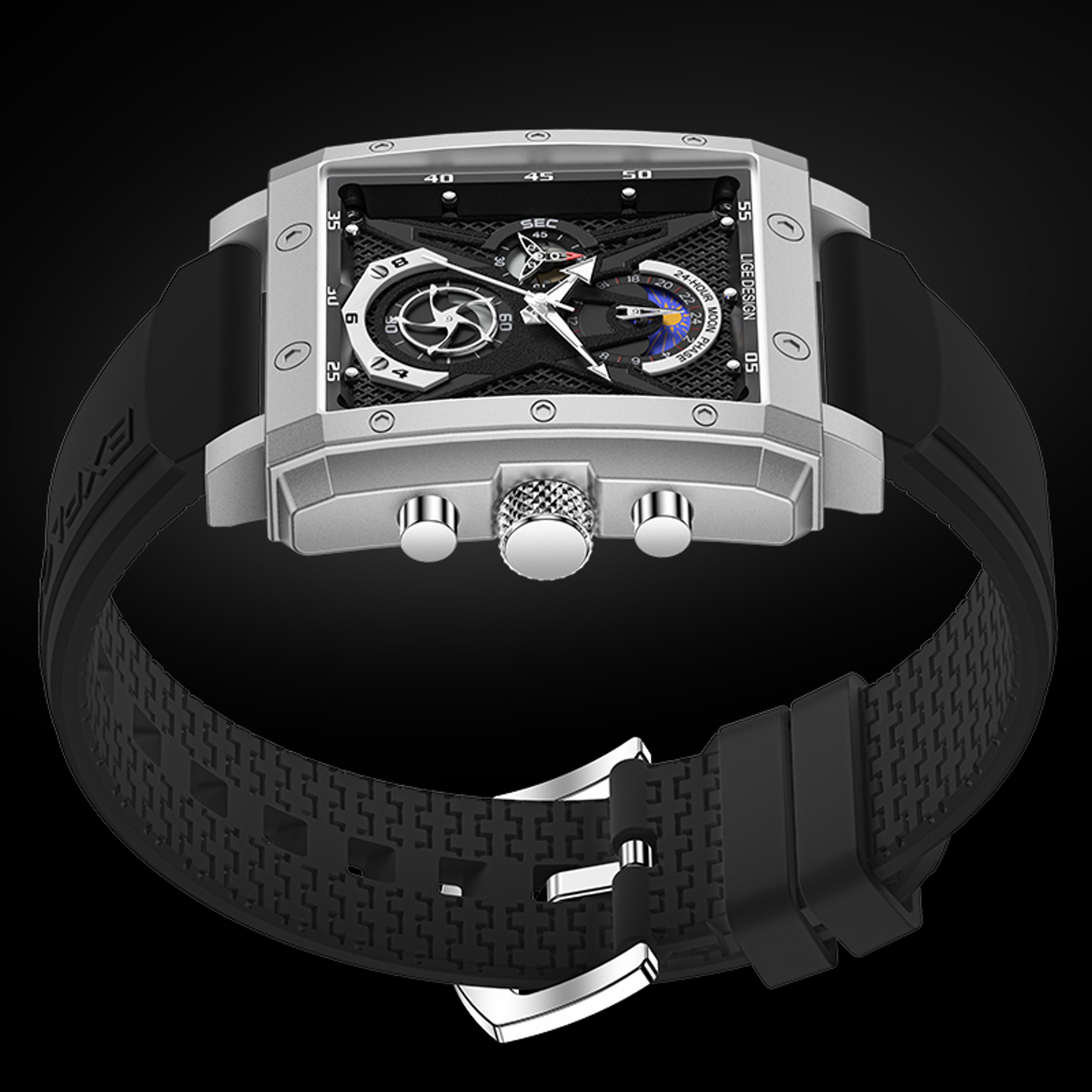 luxury square chronograph watch for men waterproof quartz sports watch