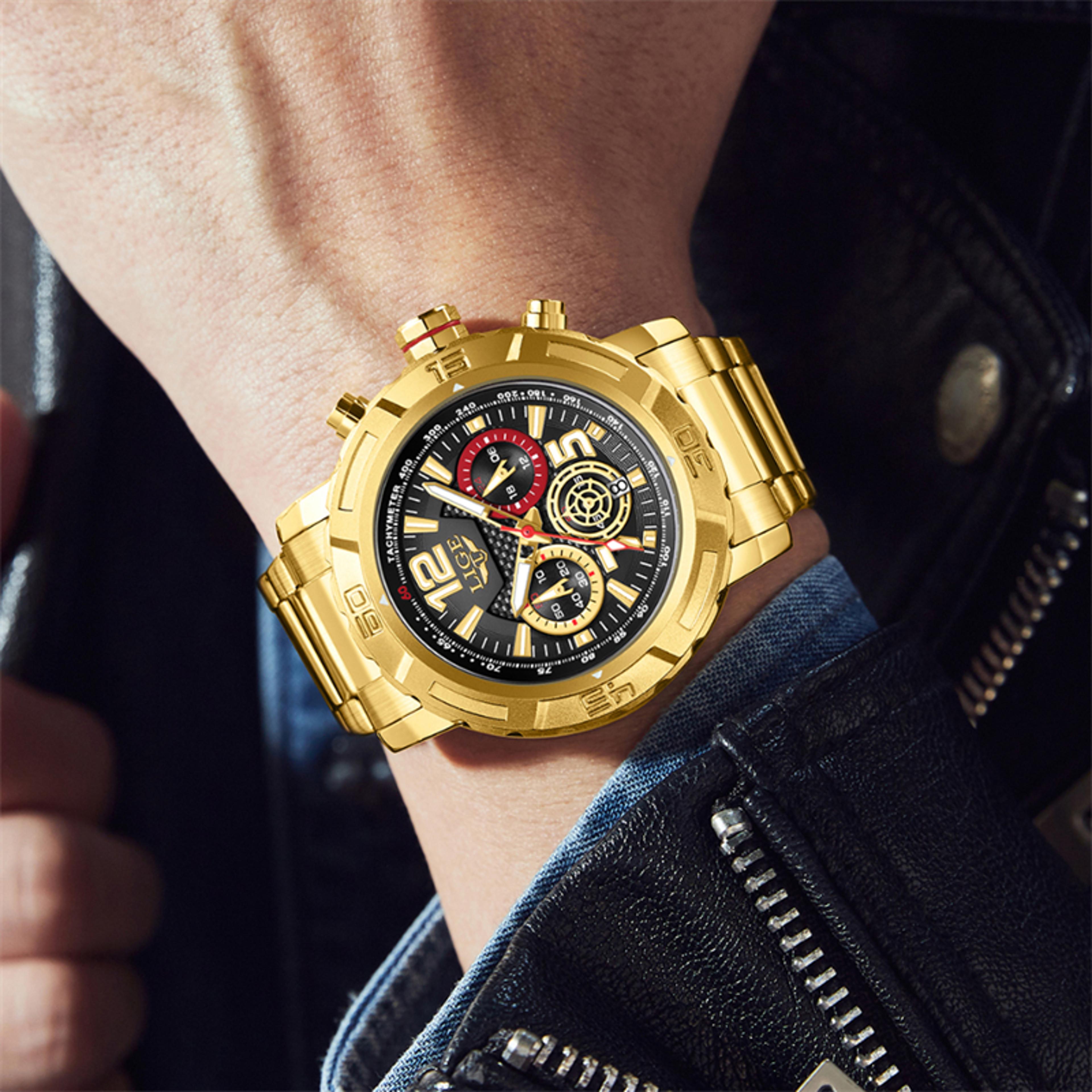 sport chronograph watch for men waterproof quartz military wristwatch