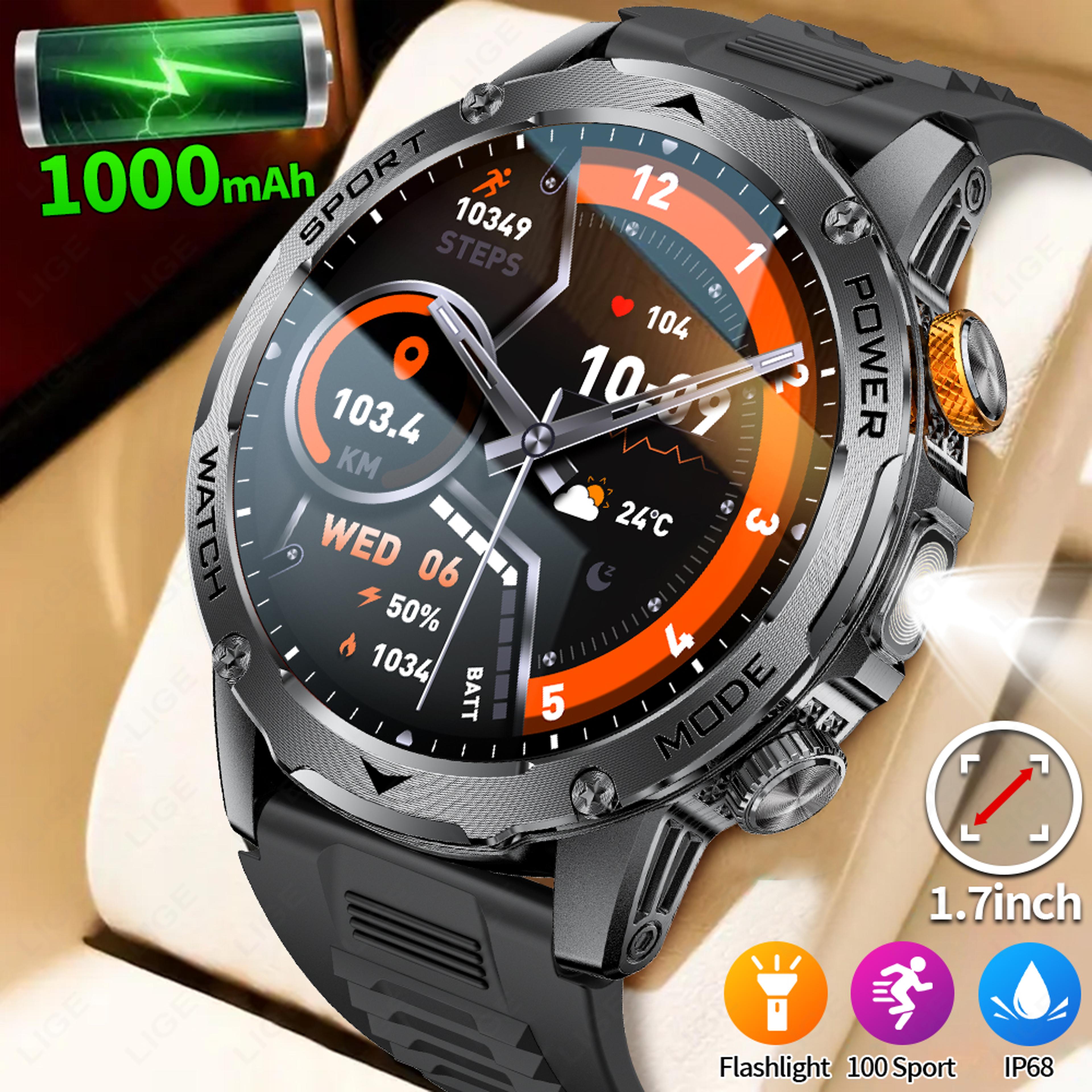 AMOLED Smart Watch For Men With Bluetooth Calling Battery And LED Flashlight 0