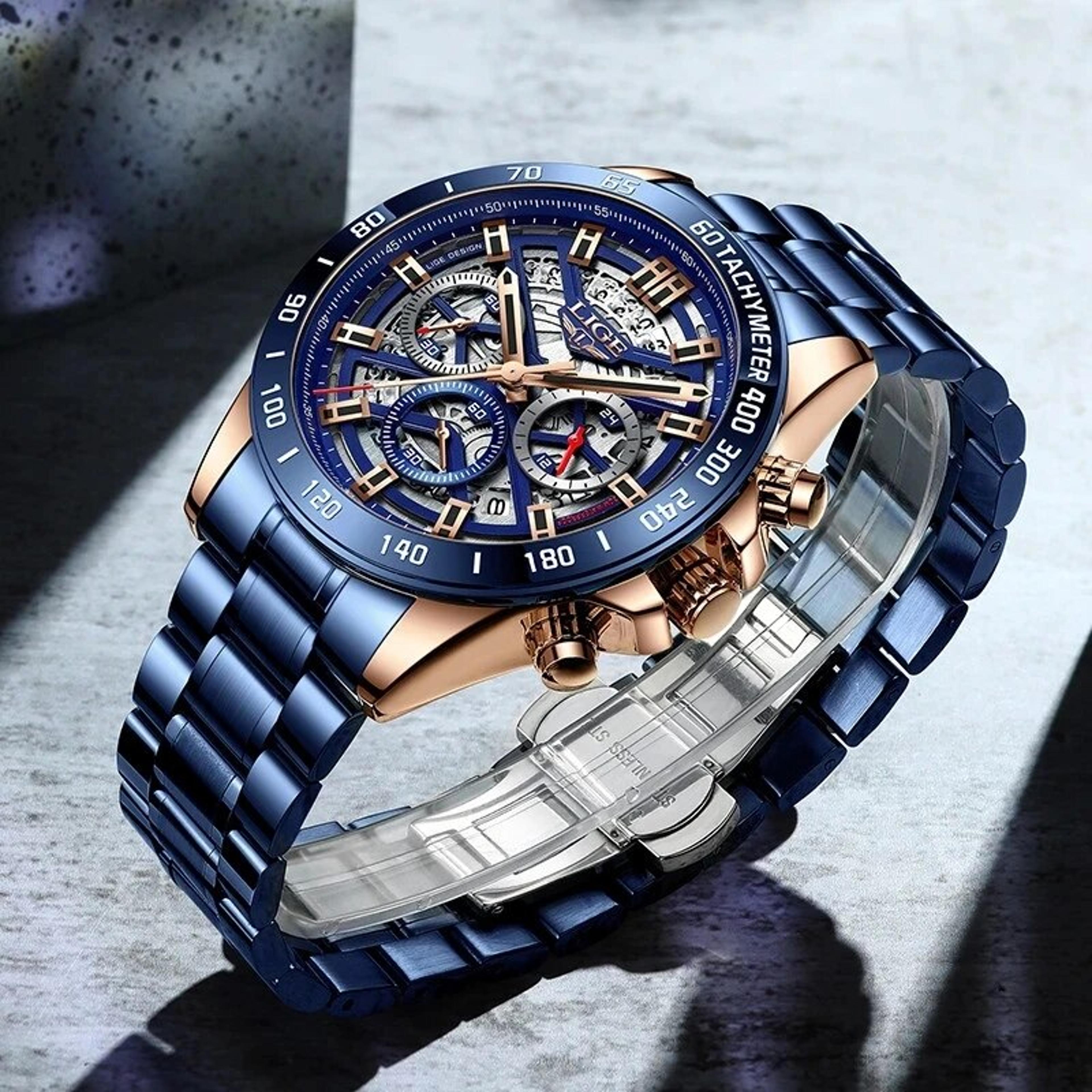 luxury hollow mens watch waterproof quartz chronograph sport wristwatch
