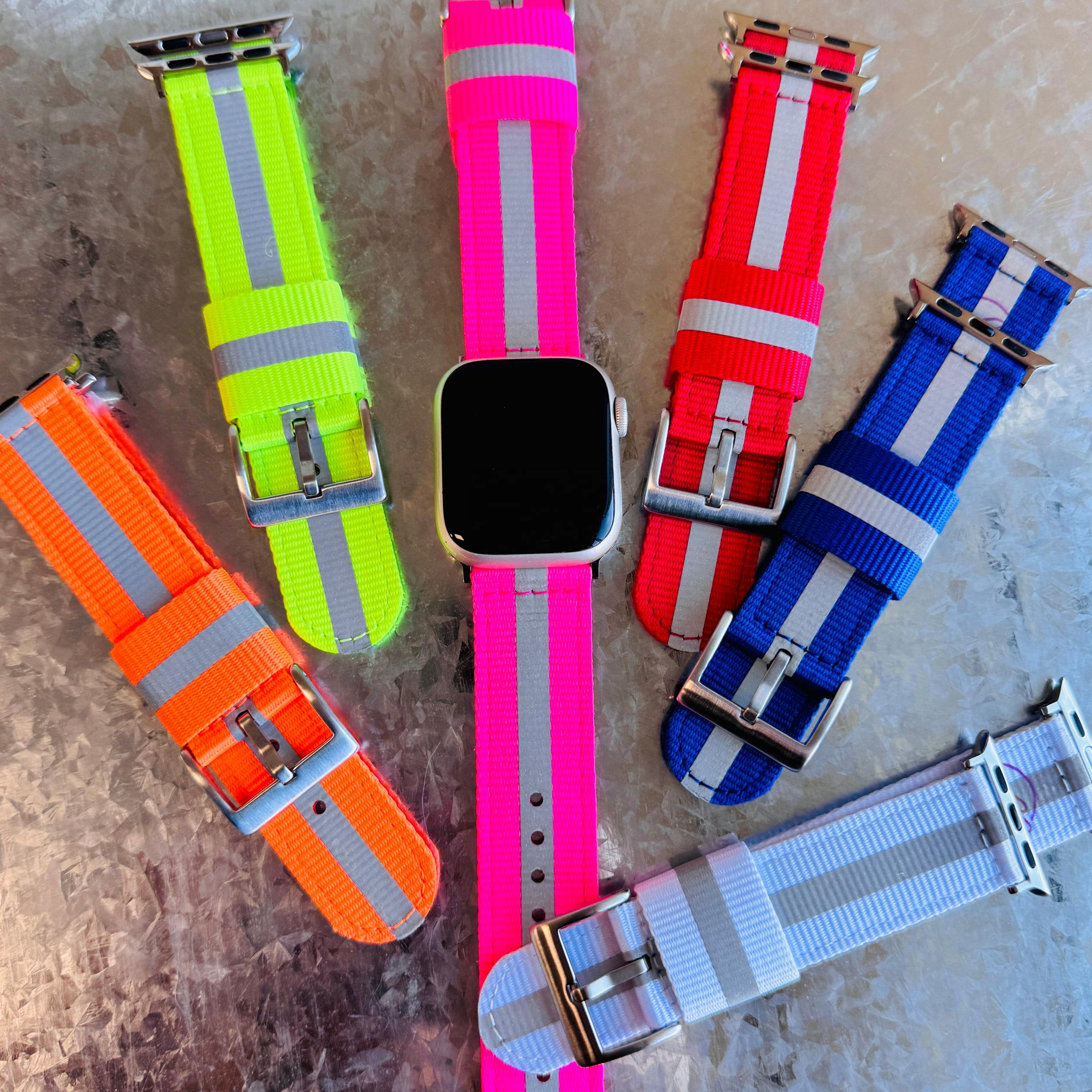 reflective woven nylon apple watch band comfortable adjustable sport strap