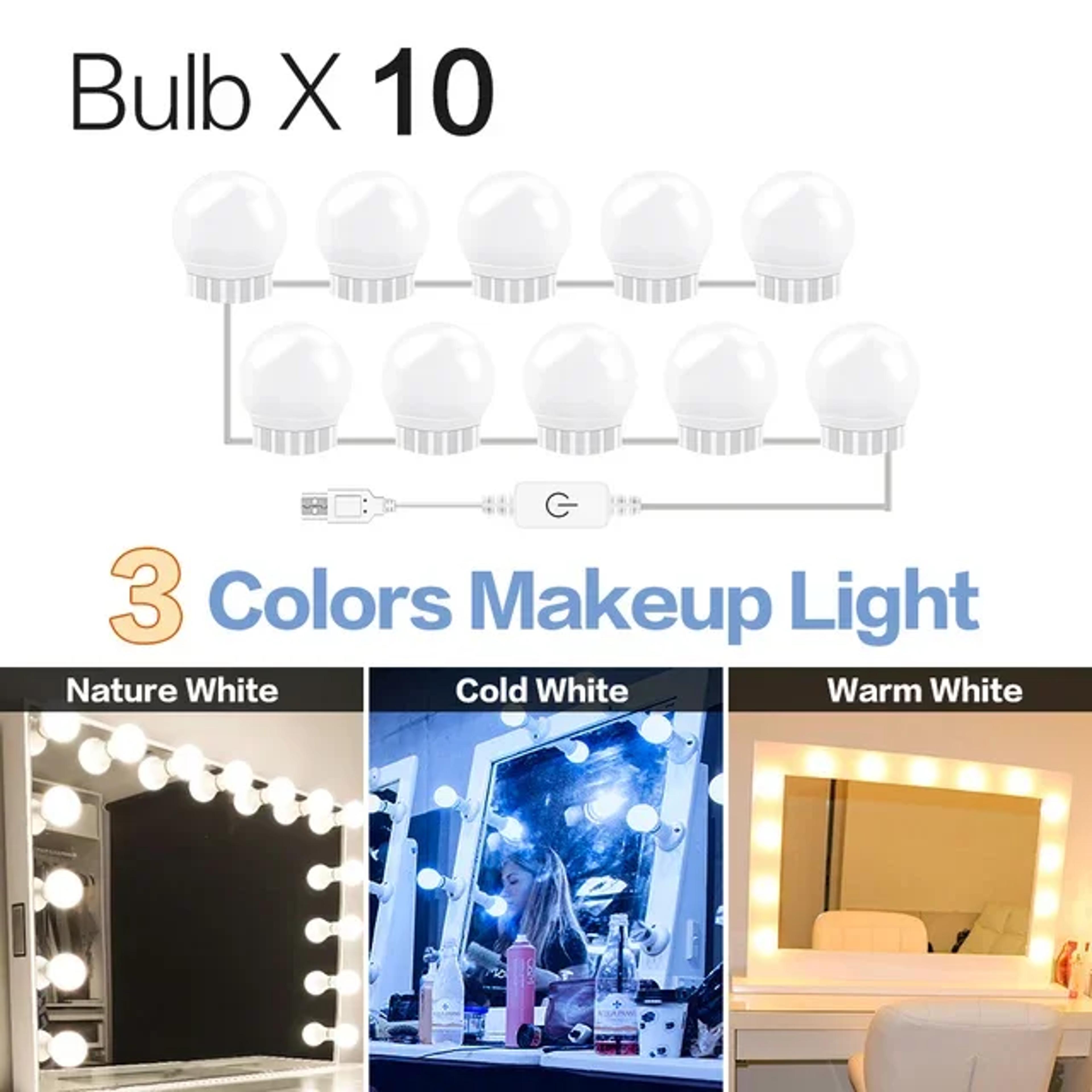 LED Hollywood Vanity Mirror Lights USB Makeup Mirror Bulbs 6