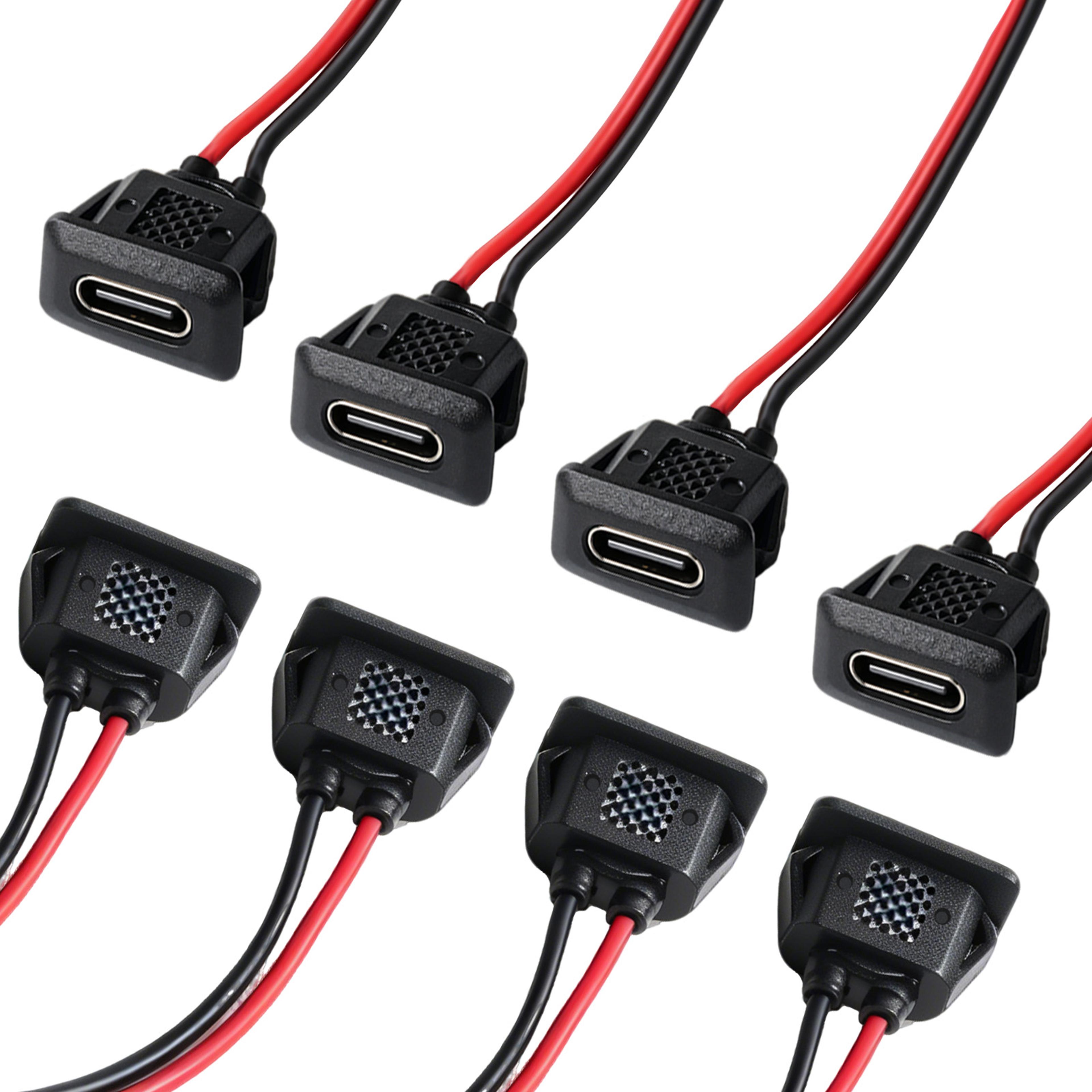 Waterproof USB C Female Connector Pin Panel Mount Charging Port 4