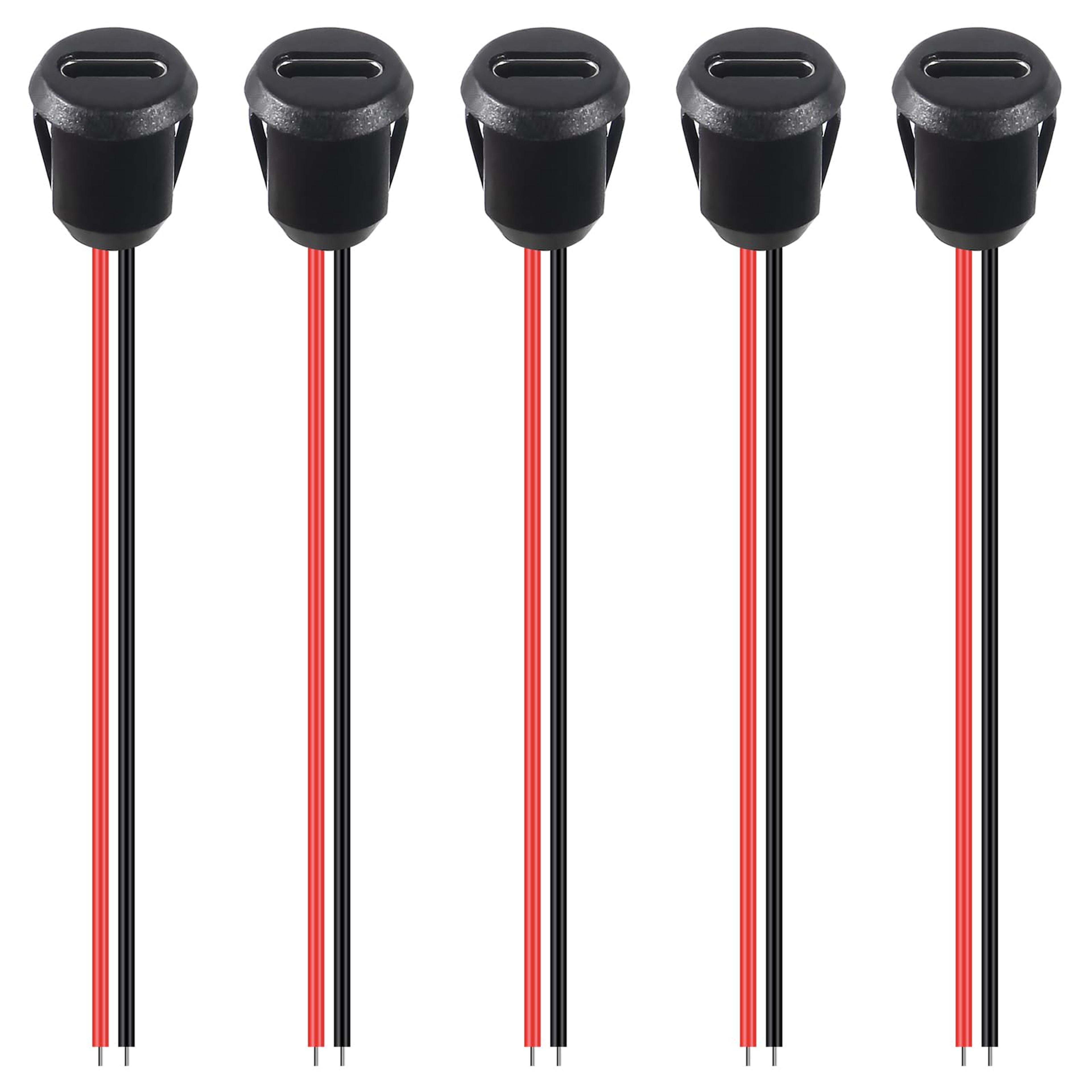 Waterproof USB C Female Connector Pin Panel Mount Charging Port 6