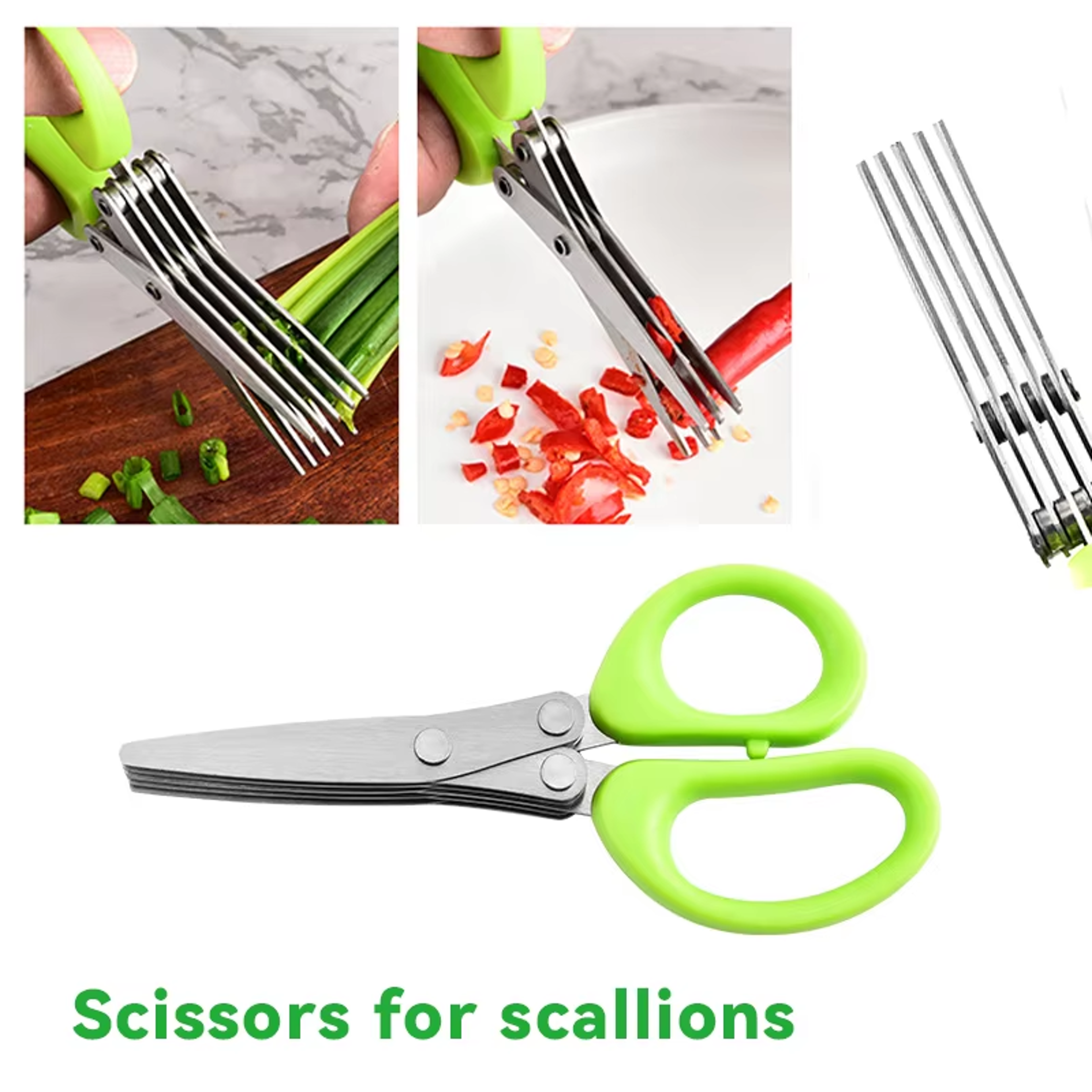 Blade Herb Scissors Stainless Steel Kitchen  Scallion Cutter 0