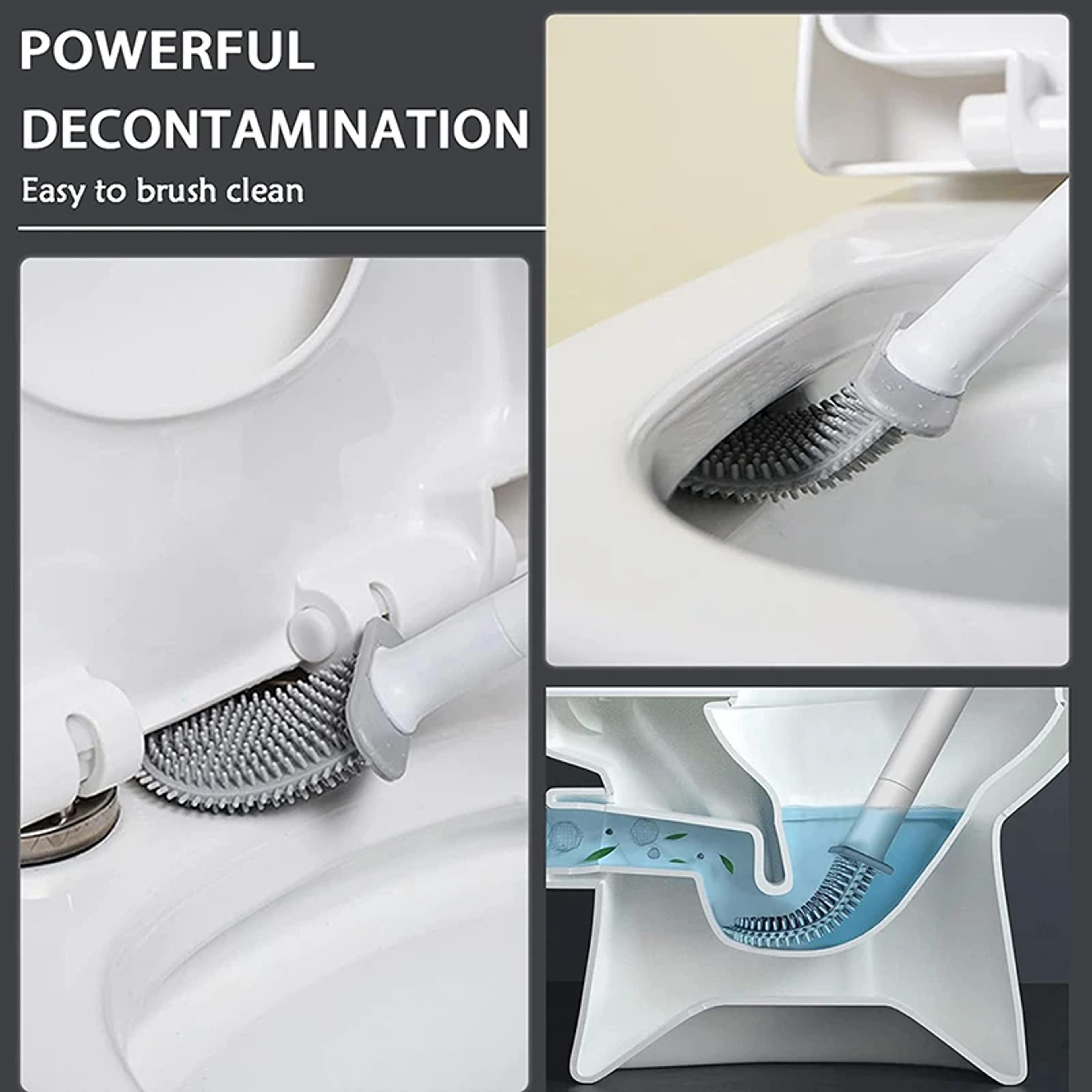 Wall Mounted Silicone Toilet Brush  Flexible Flat Head 2