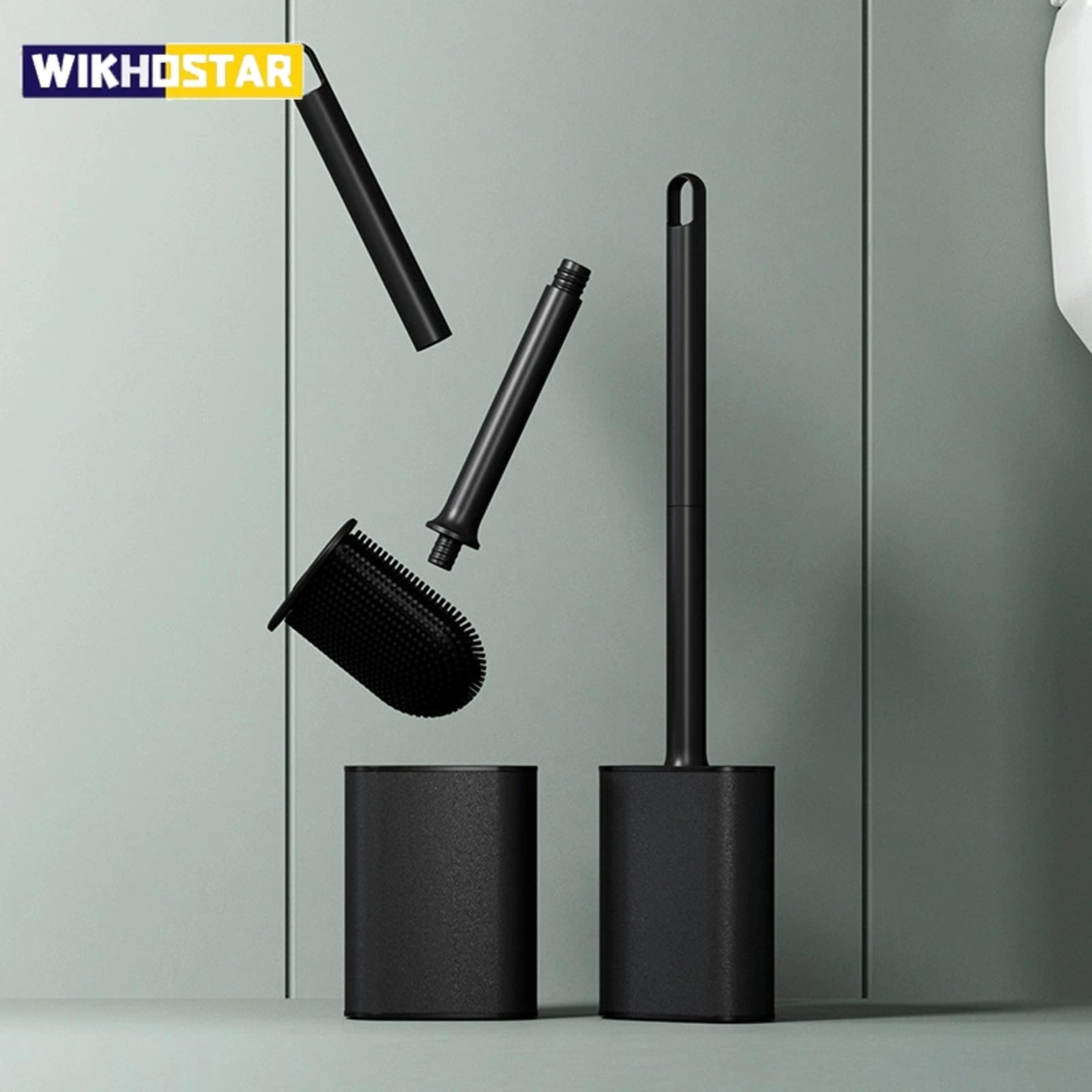 luxury long handle toilet brush with holder for deep bathroom cleaning