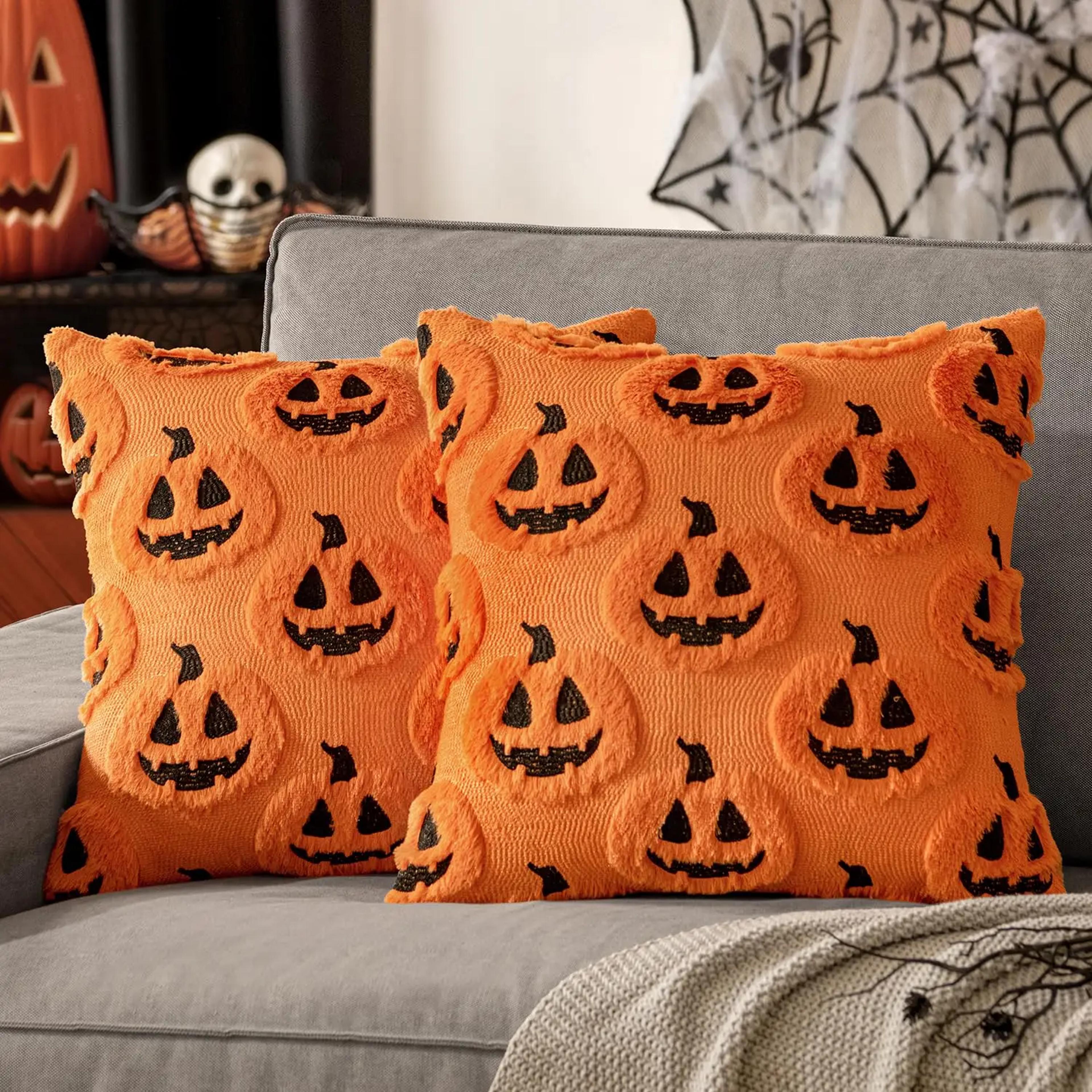 cozy halloween pumpkin pillow cover soft plush fall home decor