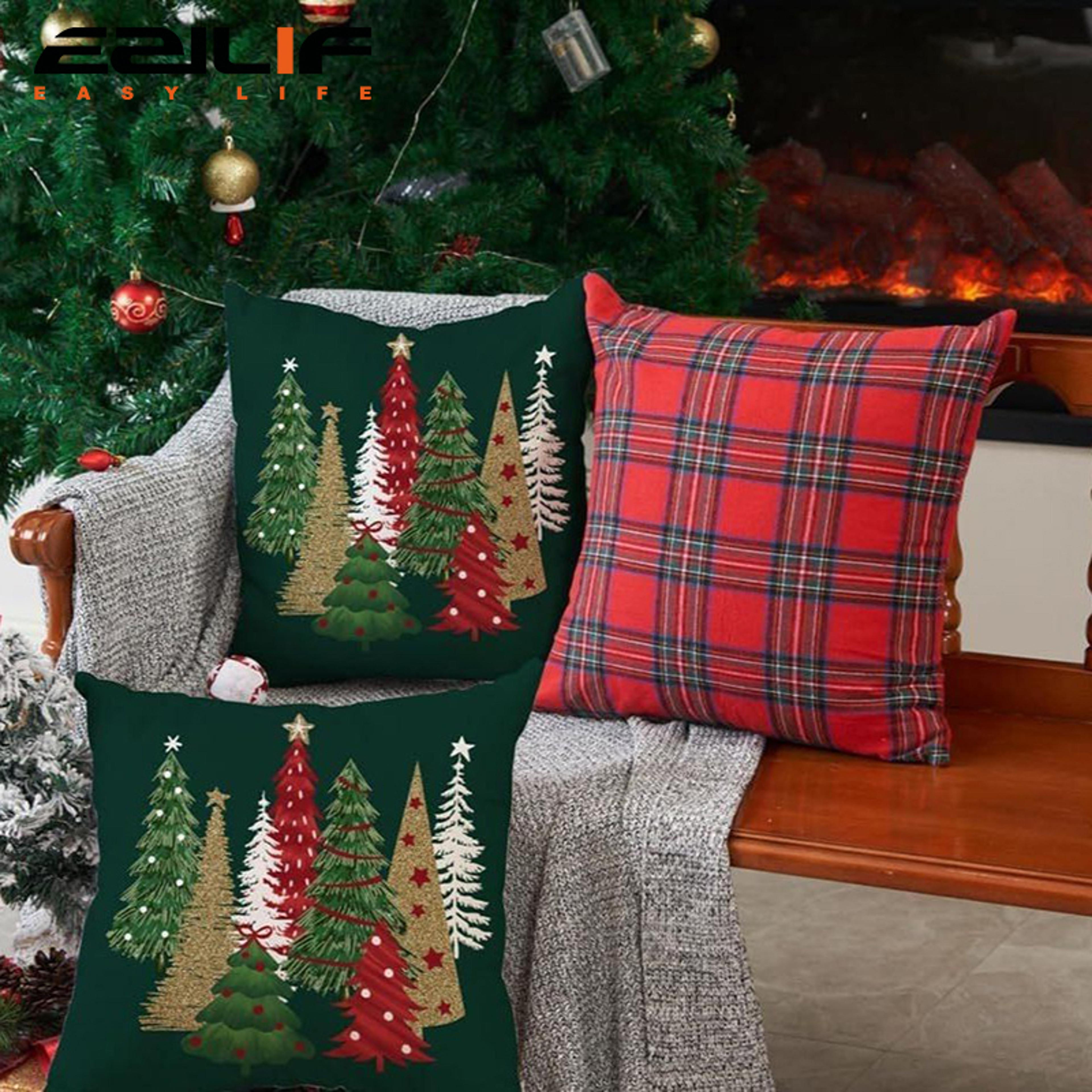 christmas plaid pillow cover checkered festive sofa cushion cover