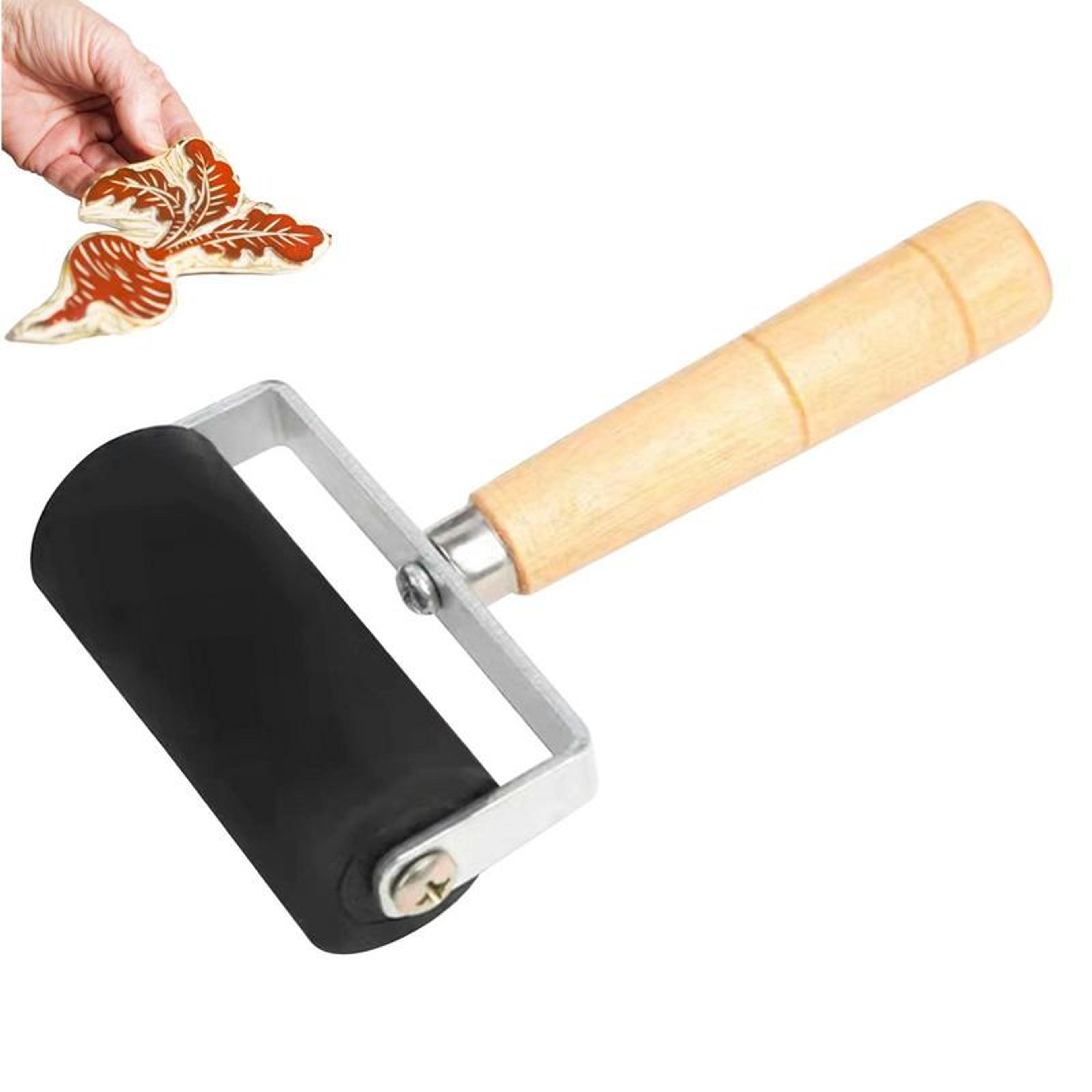 Smooth Ink Rubber Brayer Roller Wooden Handle Printmaking Tool 2