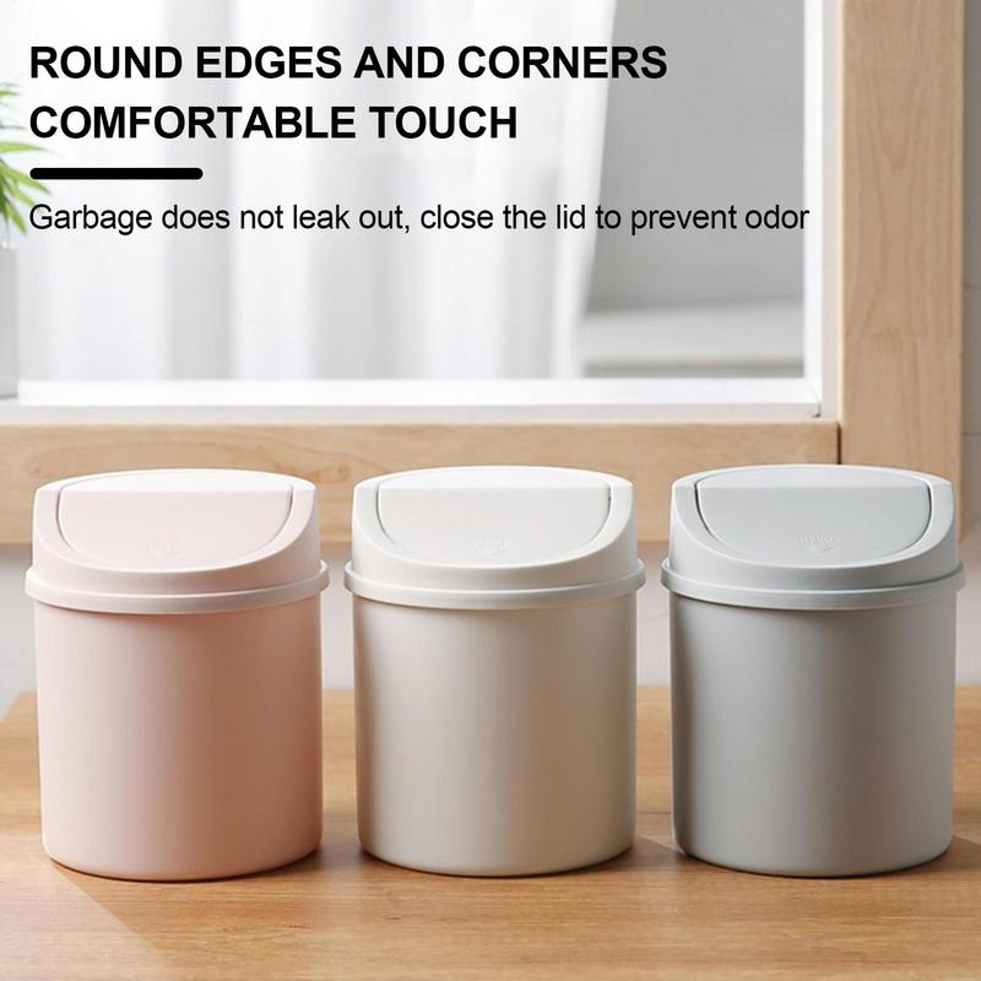 Mini Desktop Trash Can With Lid Compact Tabletop Waste Bin 4