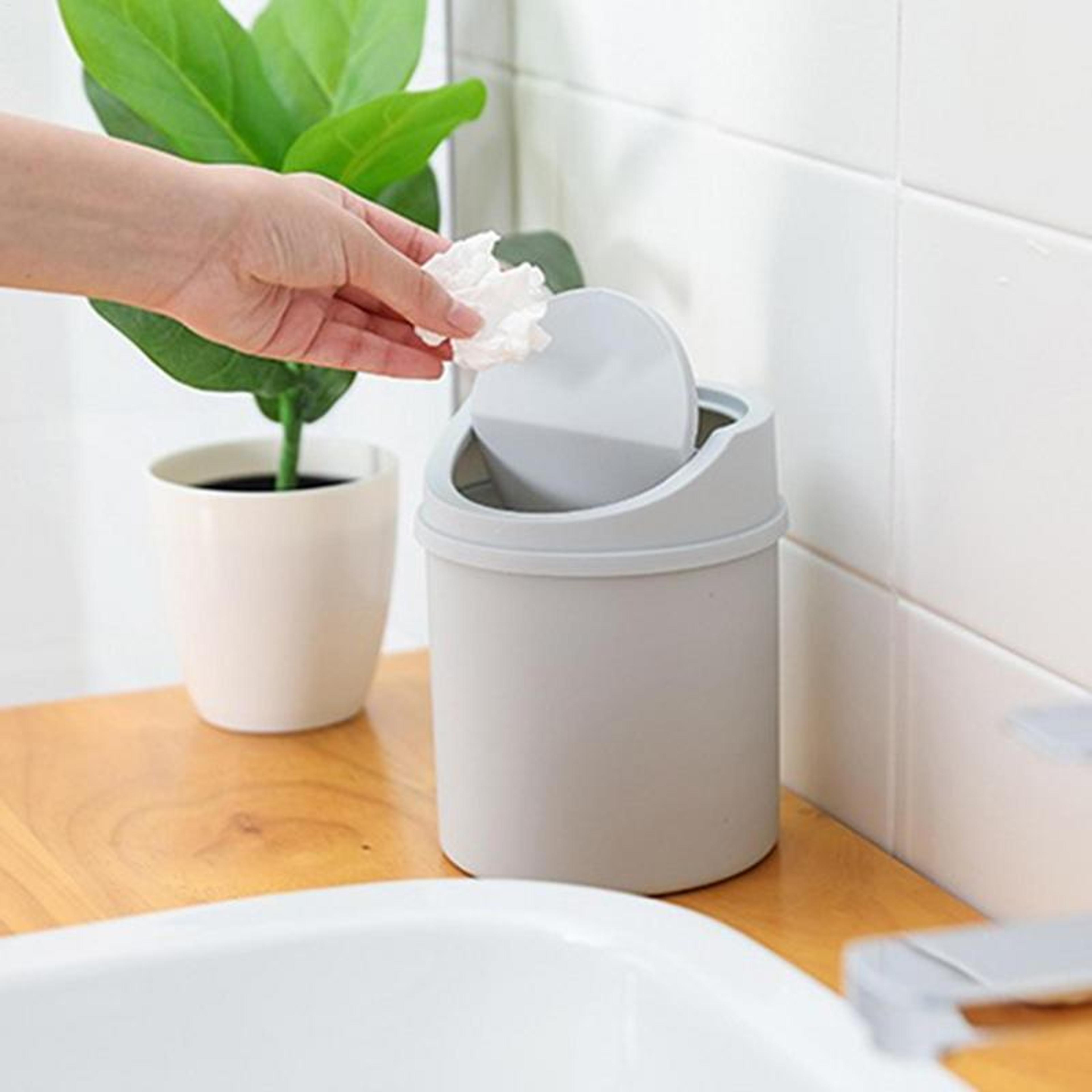Mini Desktop Trash Can With Lid Compact Tabletop Waste Bin 3