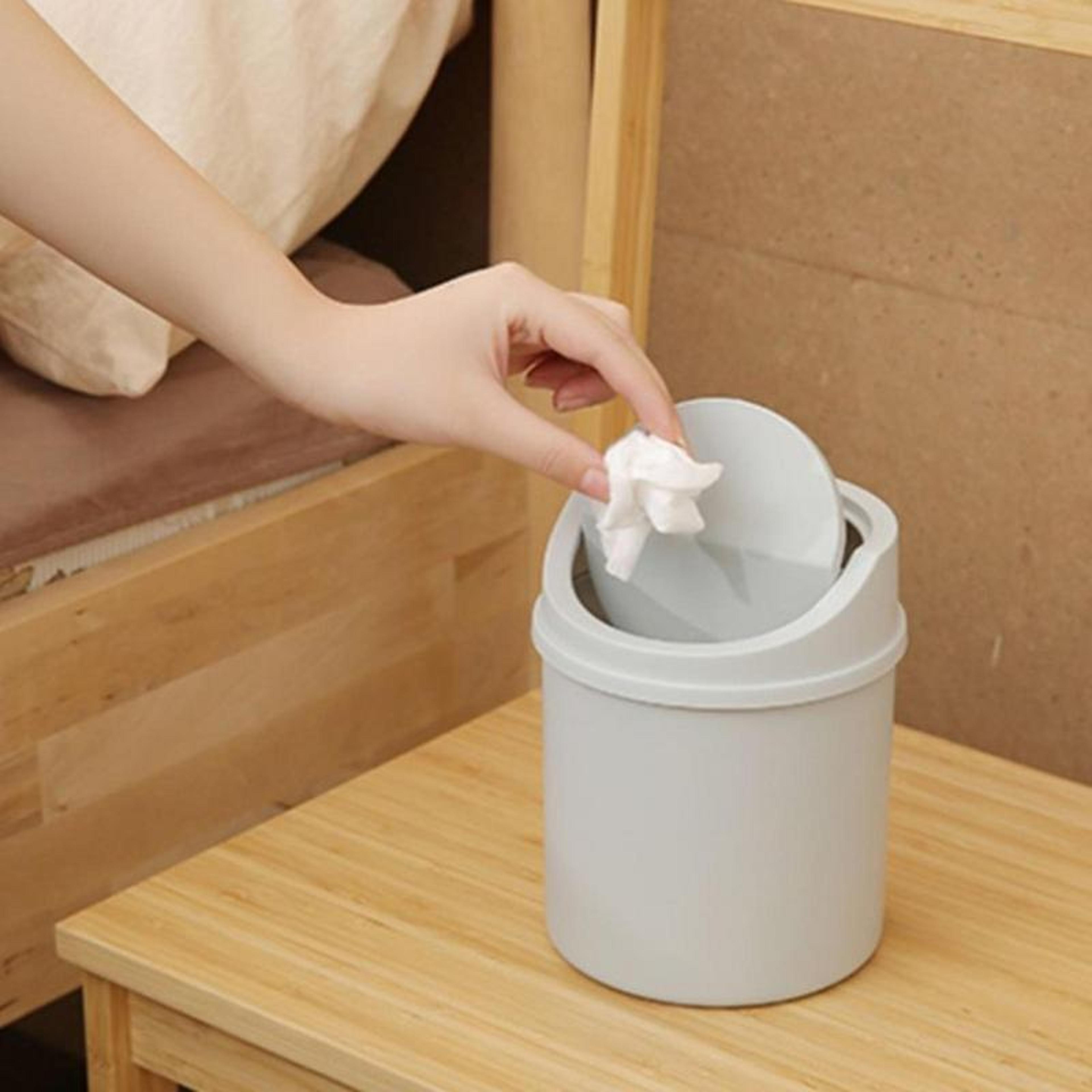 Mini Desktop Trash Can With Lid Compact Tabletop Waste Bin 5