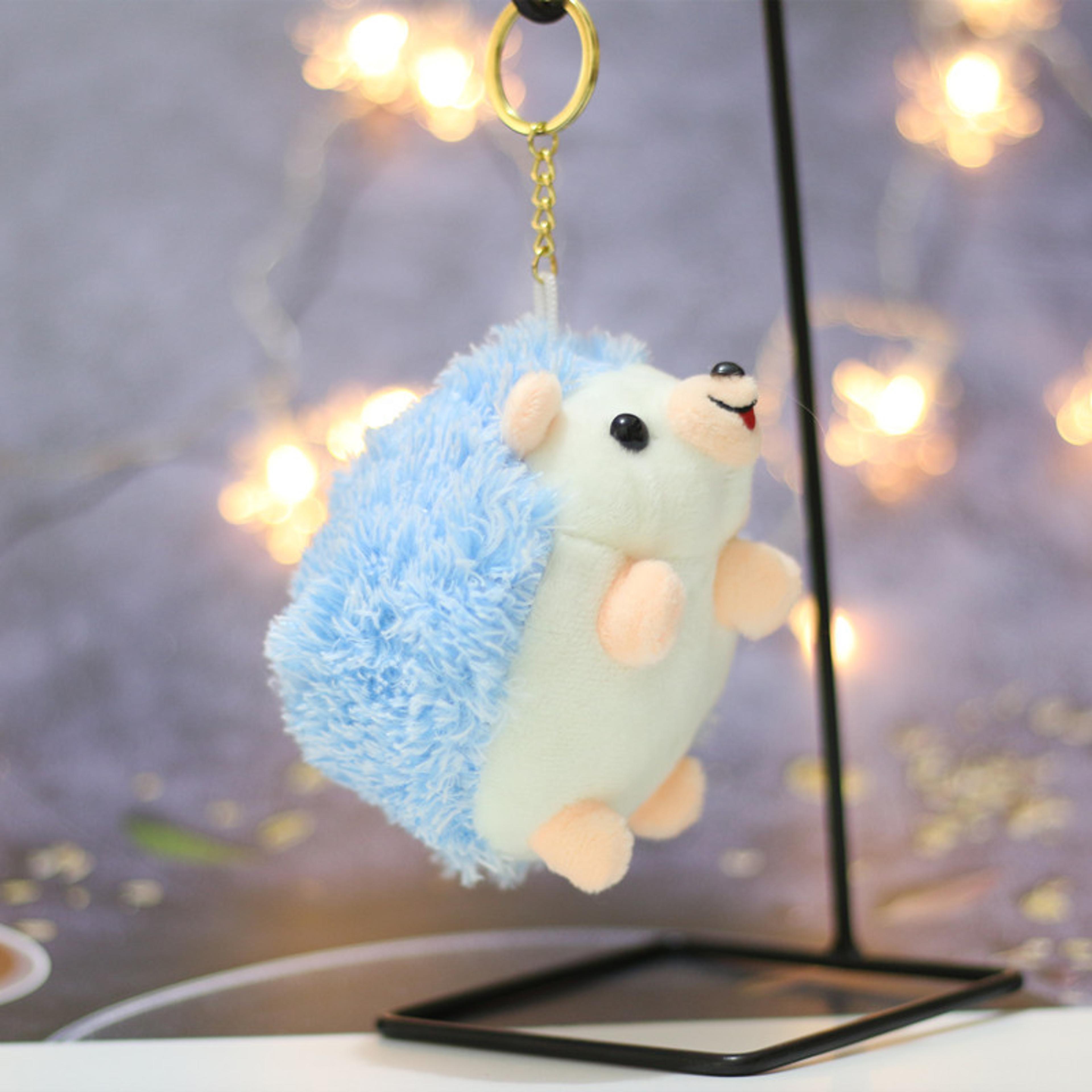 Cute Plush Hedgehog Keychain Soft Stuffed Animal Backpack Charm 7