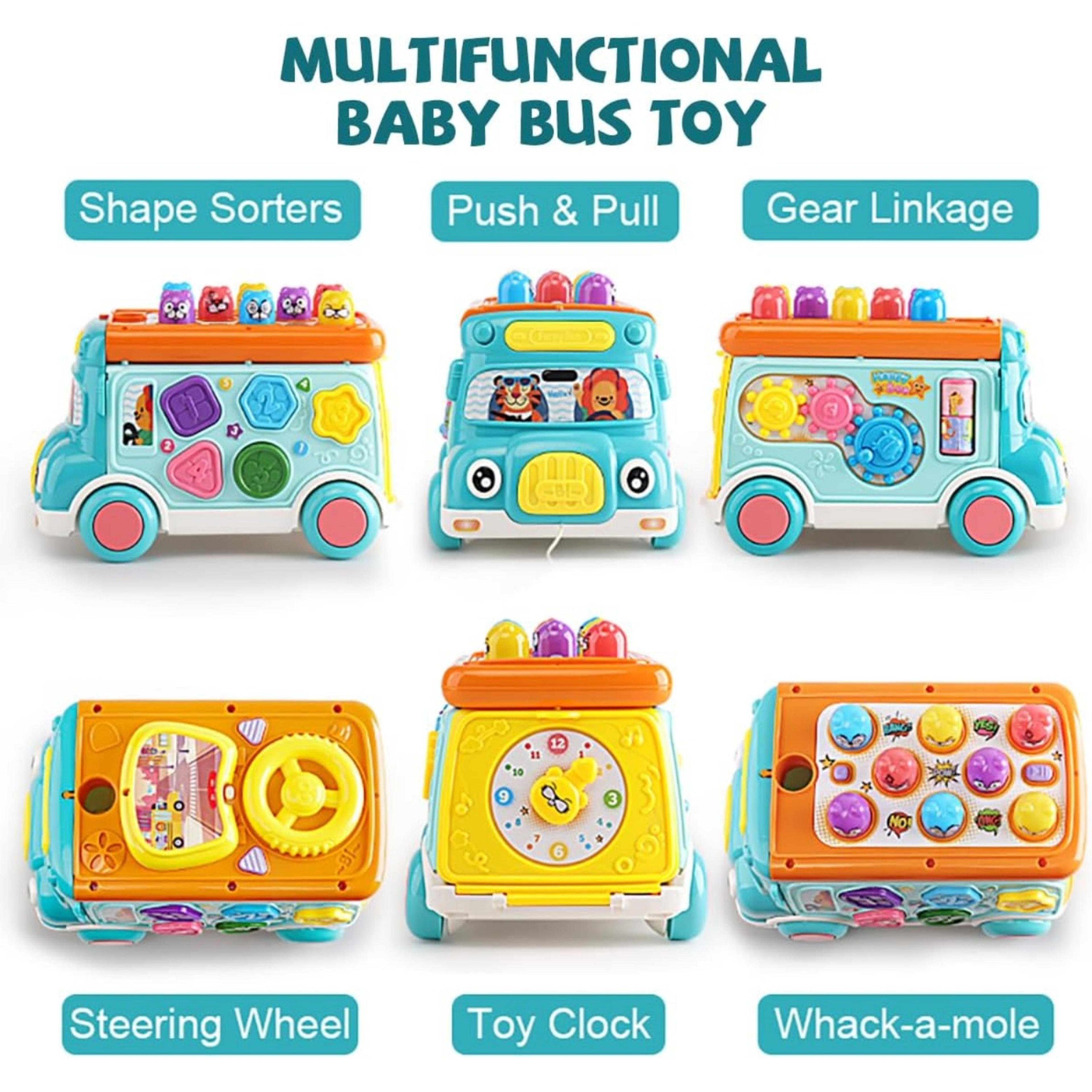 Interactive Music Activity Bus Shape Sorter Learning Toy For Kids 2