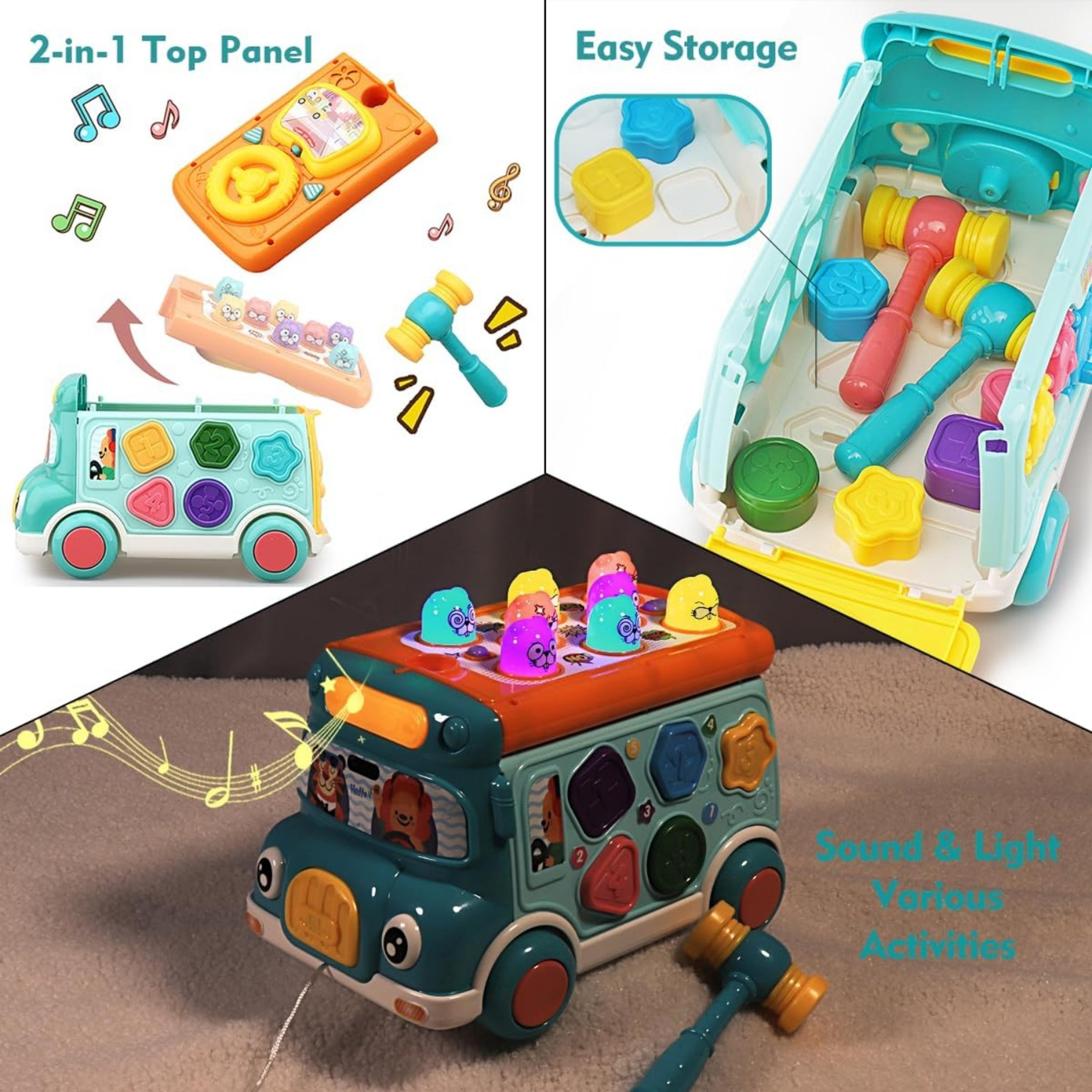 Interactive Music Activity Bus Shape Sorter Learning Toy For Kids 4