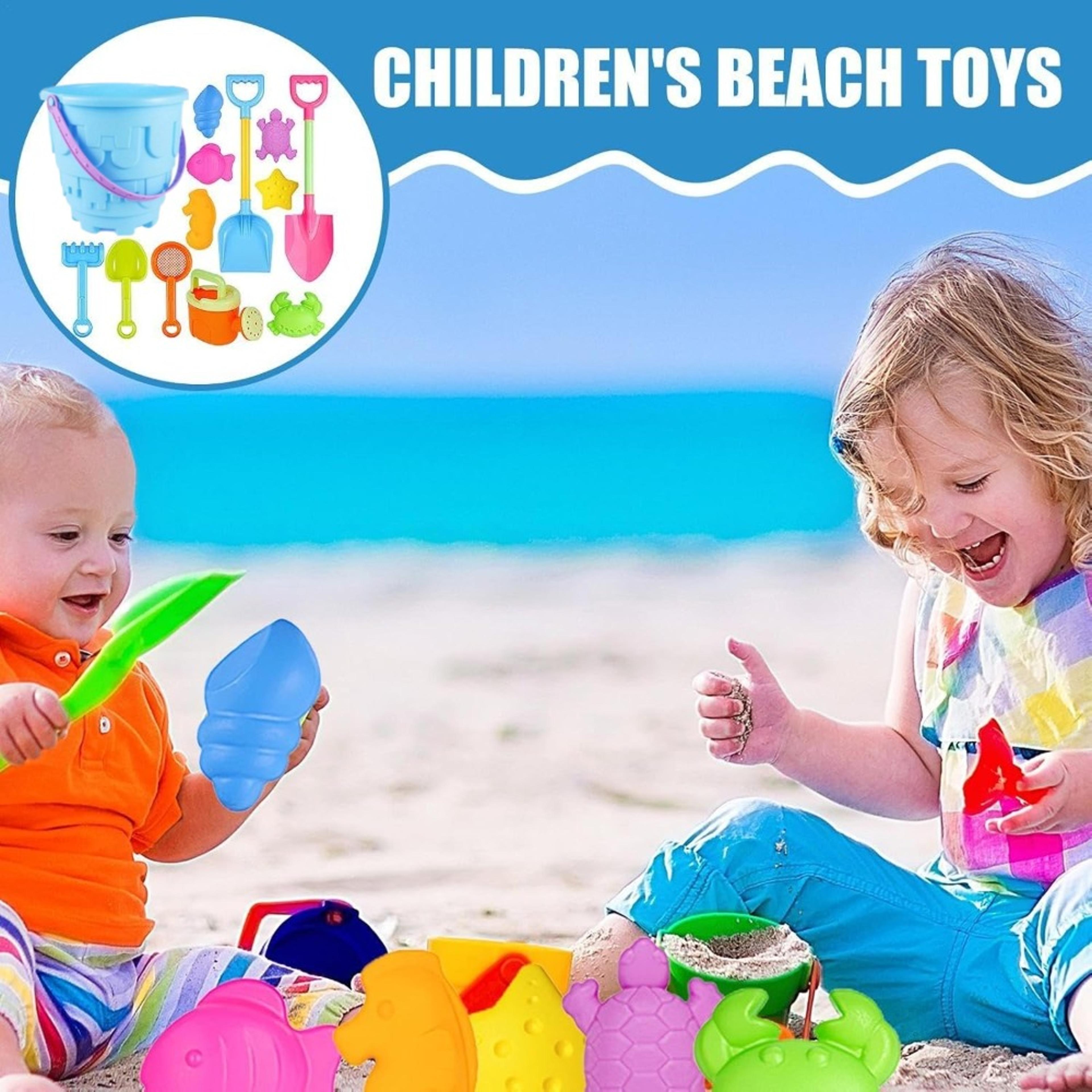Kids Beach Sand Toys Set With Sandcastle Bucket Shovels And Animal Molds 3