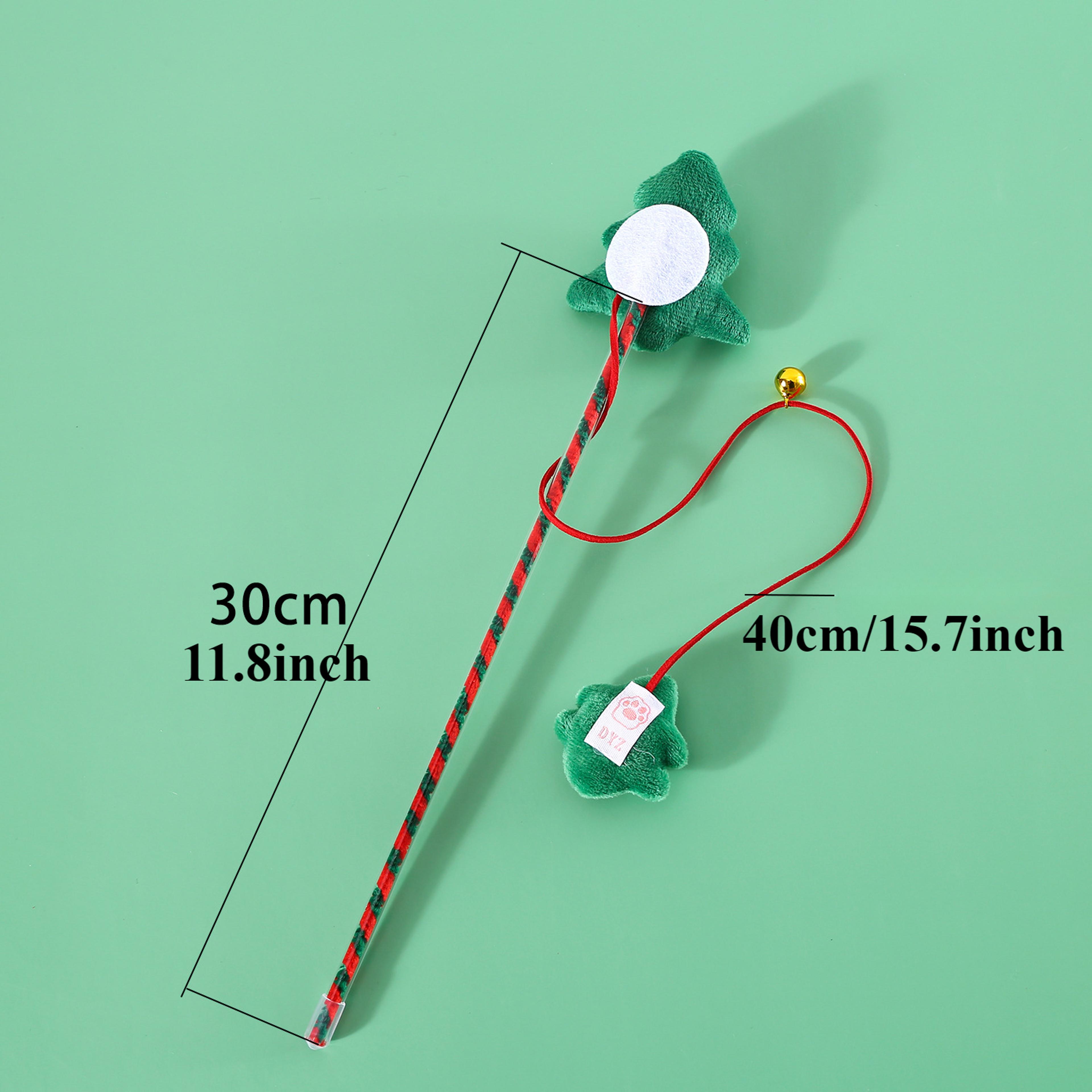 Christmas Cat Wand Toy Interactive Bell Teaser For Indoor Cats 5