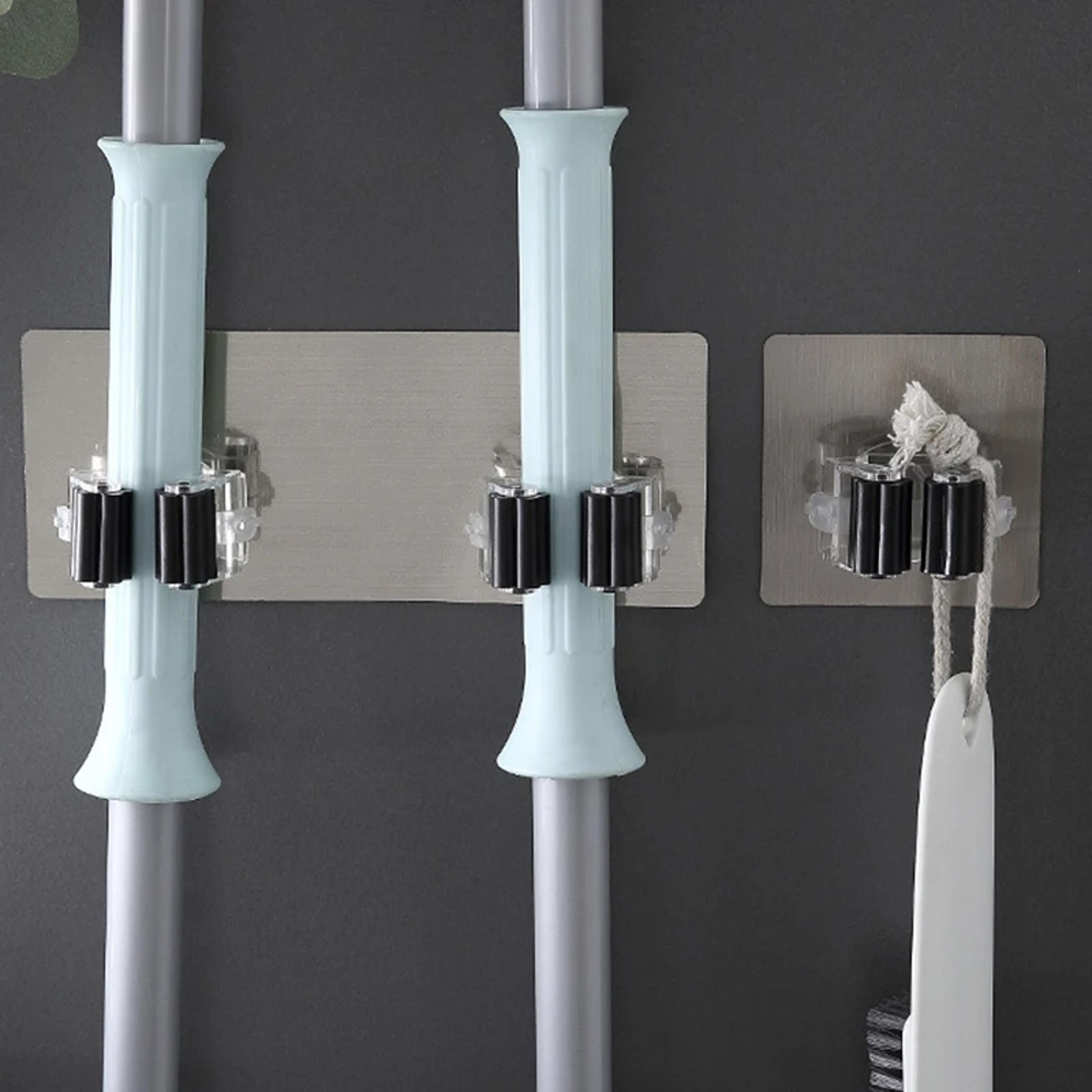 Adhesive Mop Holder Wall Mounted No Drill Broom Organizer 1