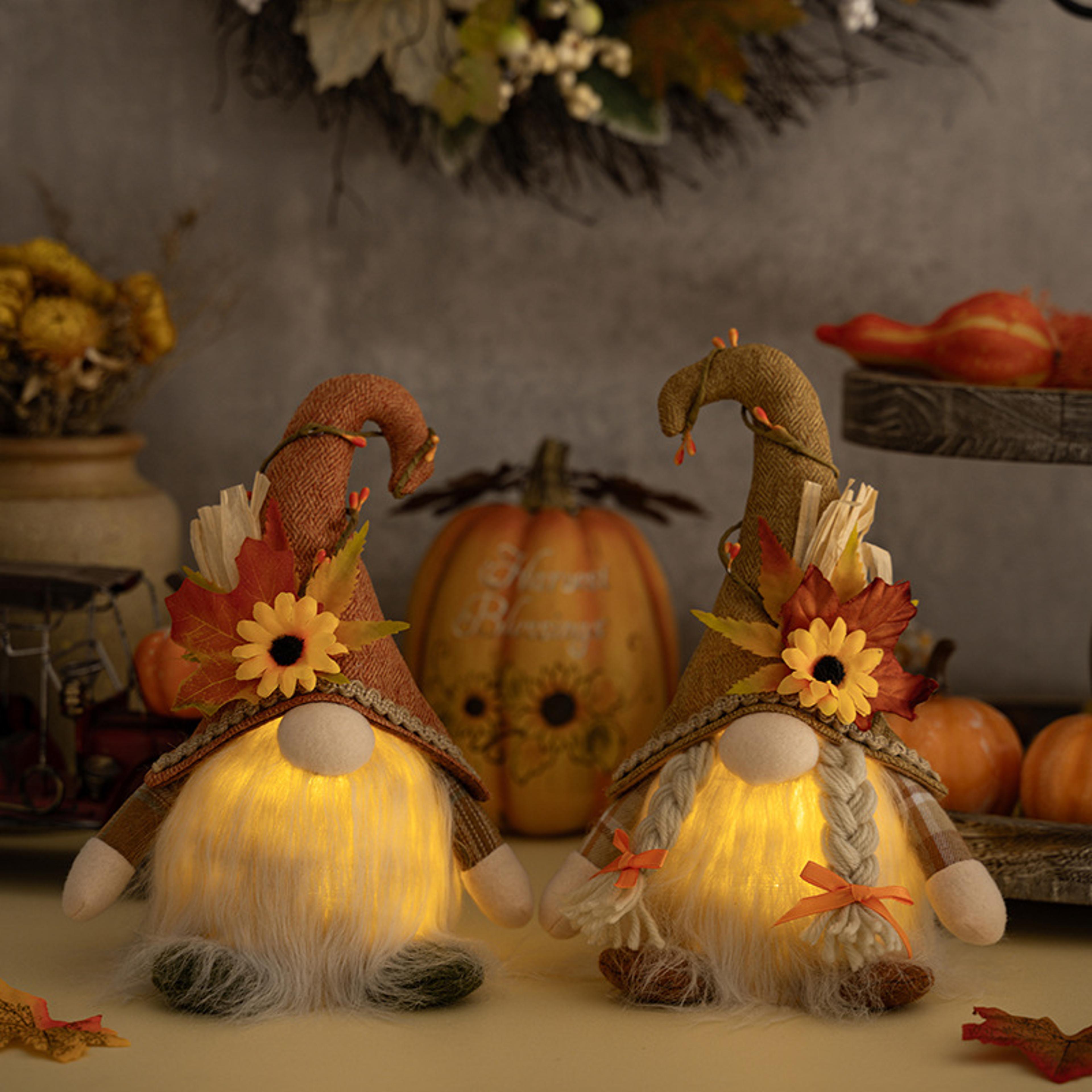 Glowing Fall Gnome Doll Thanksgiving Autumn Home Decor 0