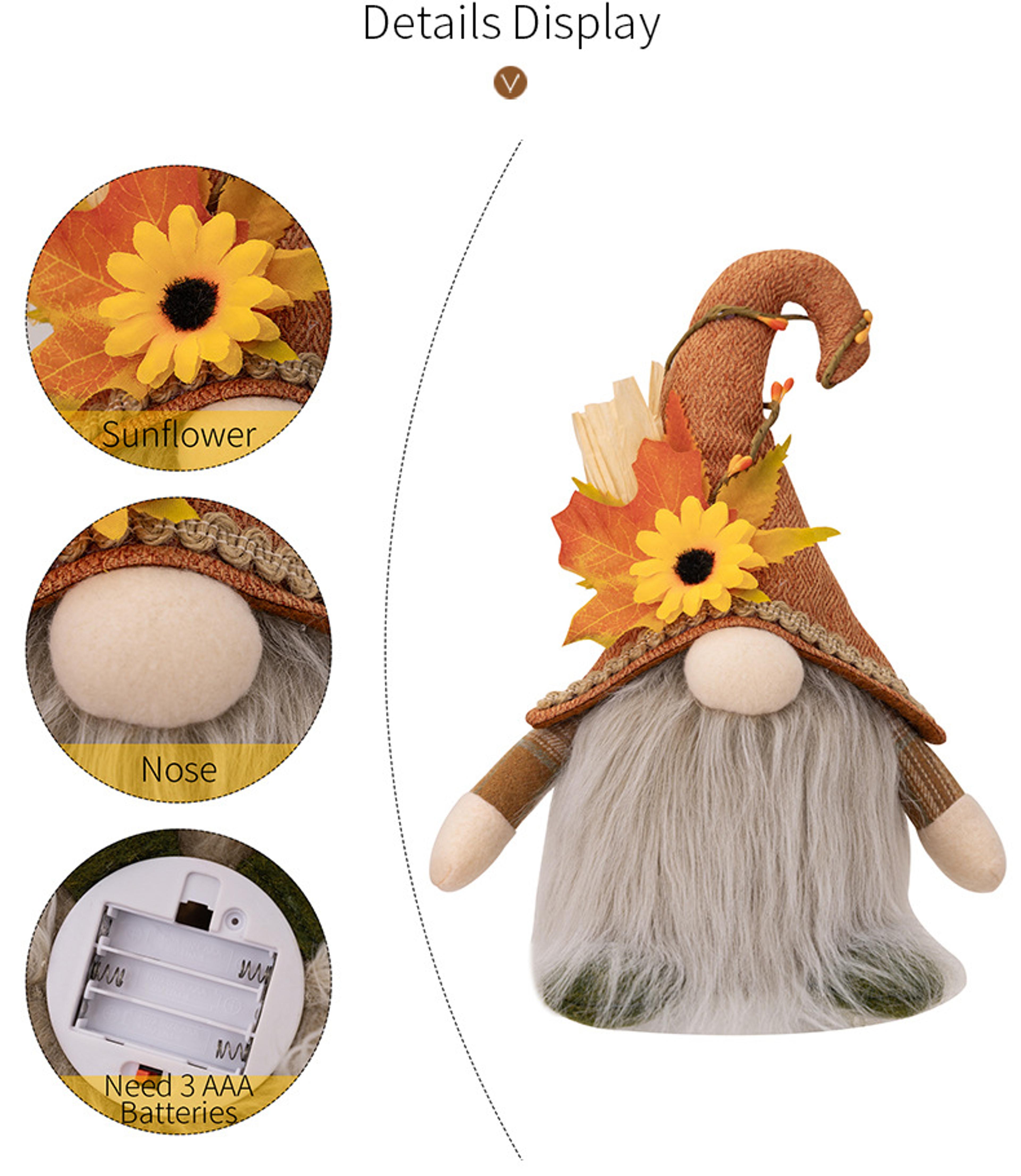 Glowing Fall Gnome Doll Thanksgiving Autumn Home Decor 4