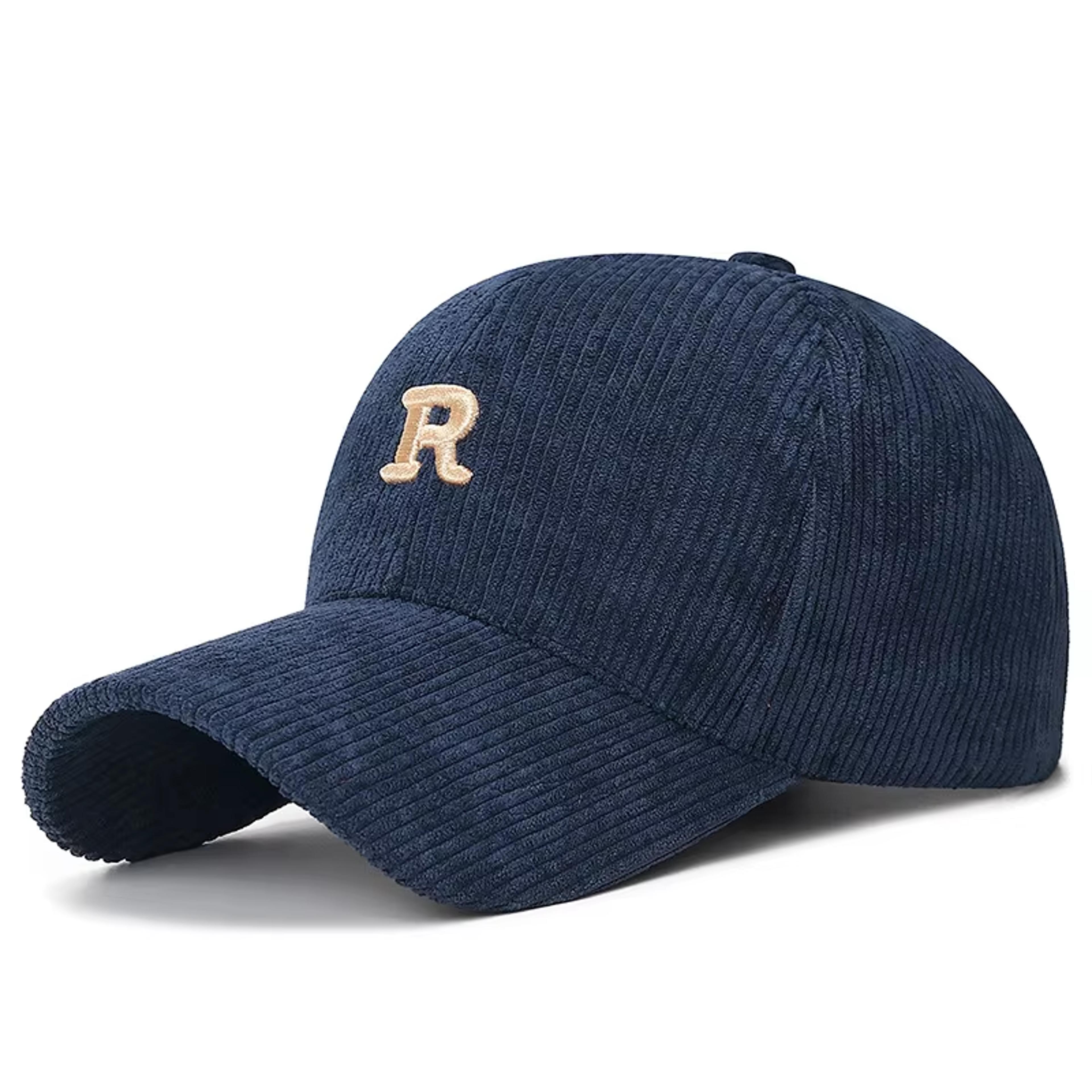 Corduroy Baseball Cap Embroidered Letter Adjustable Structured Hat 1