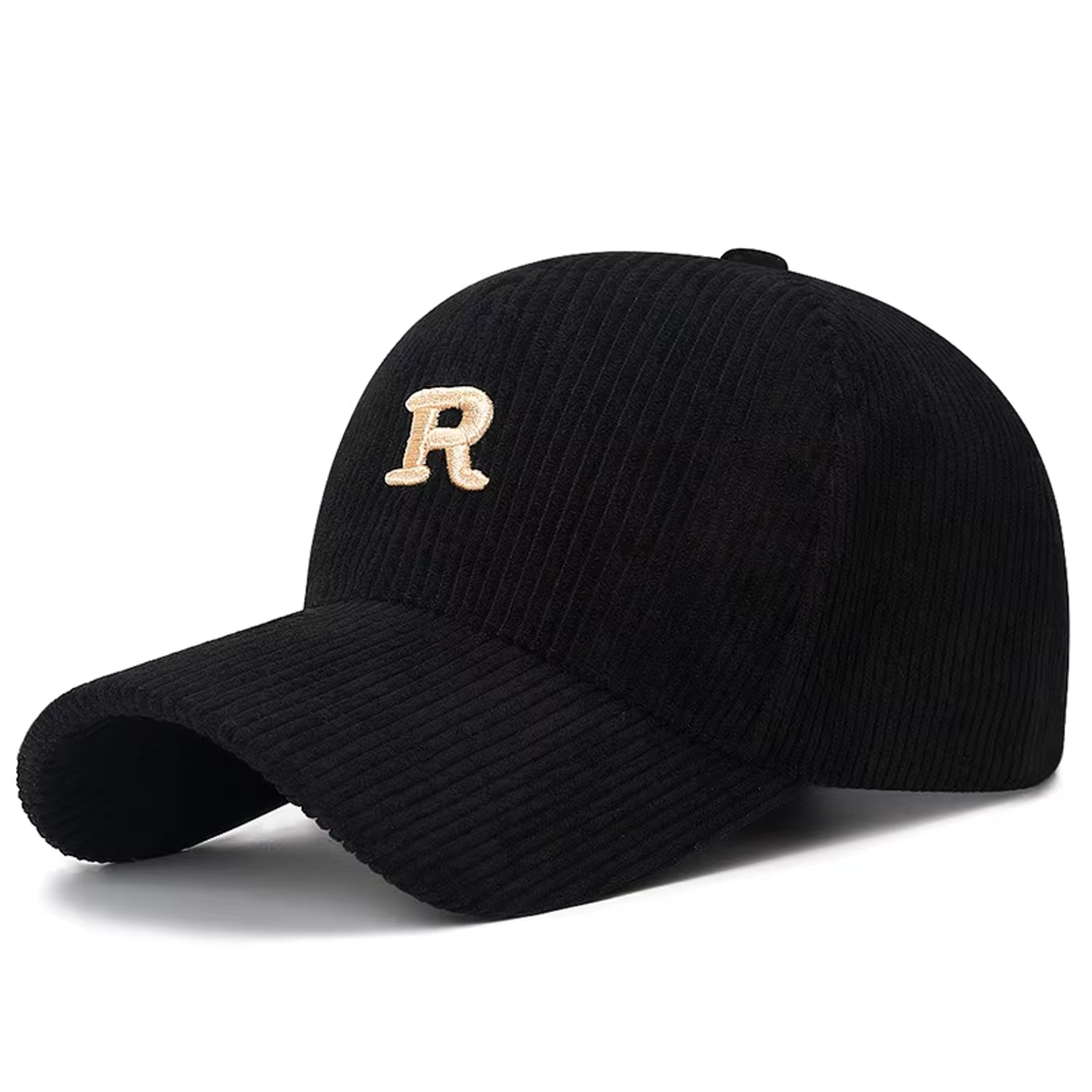 Corduroy Baseball Cap Embroidered Letter Adjustable Structured Hat 3