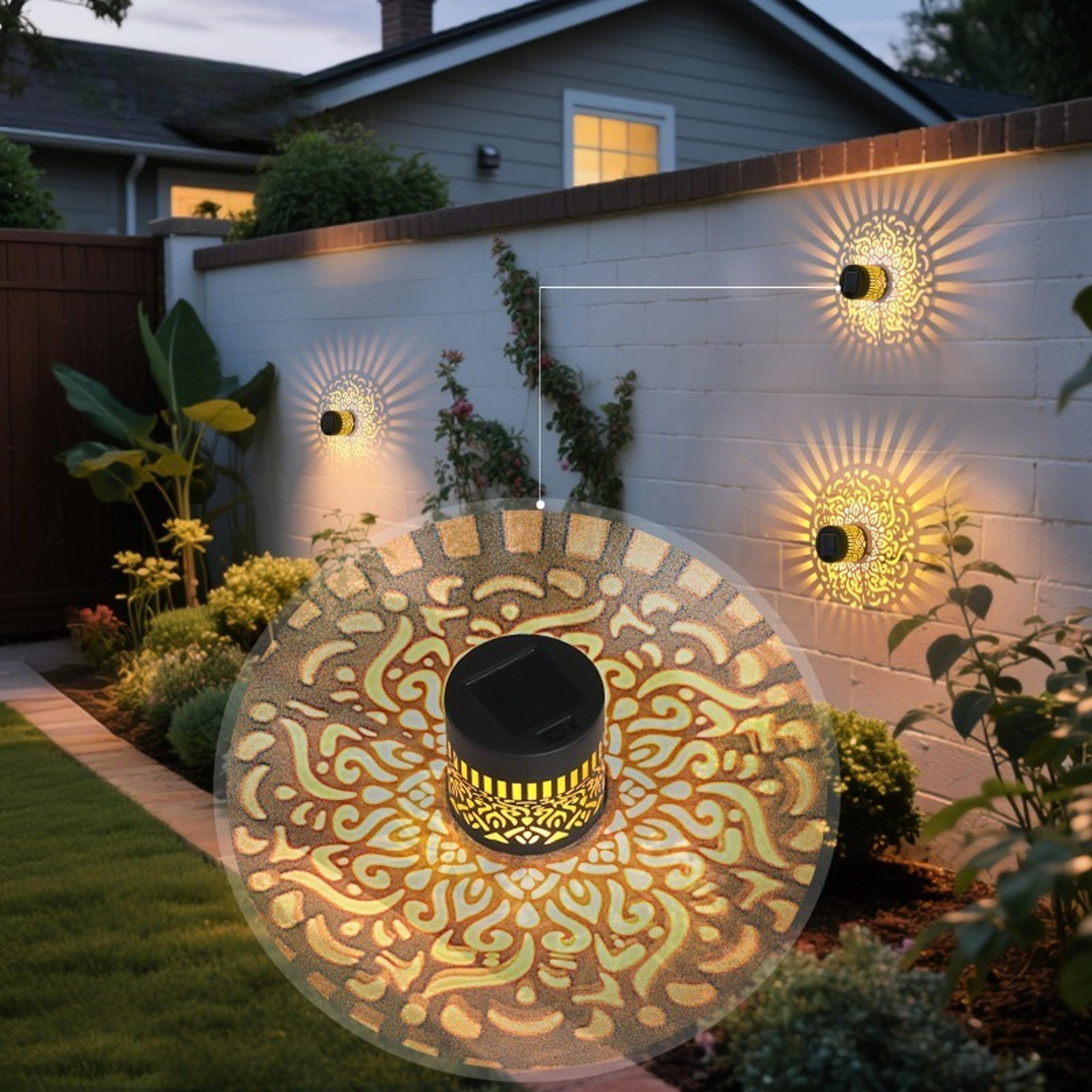 solar mandala sunflower wall light with led bulbs for outdoor garden decor