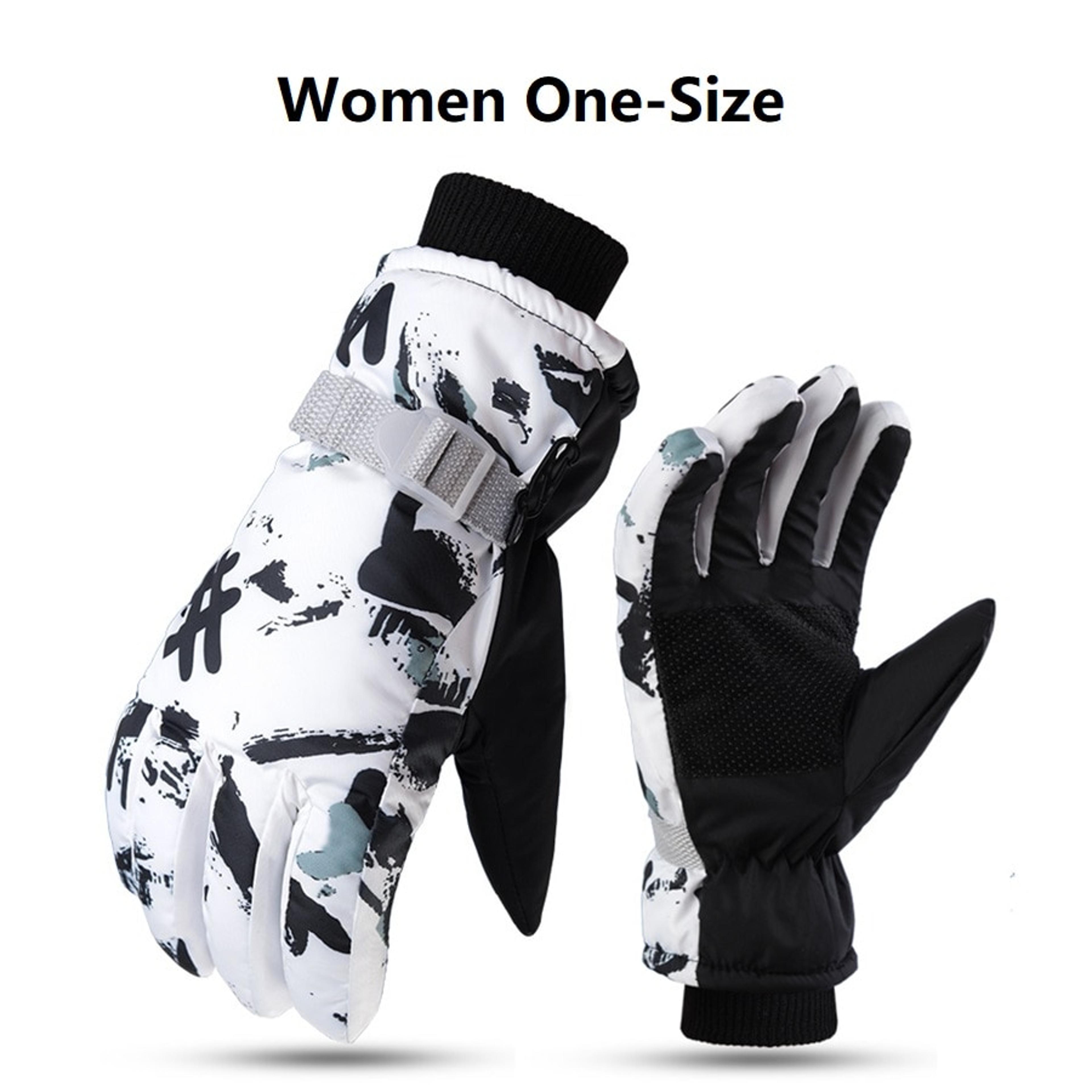 Winter Ski Gloves With Fleece Lining Touchscreen PU Leather Palm 6