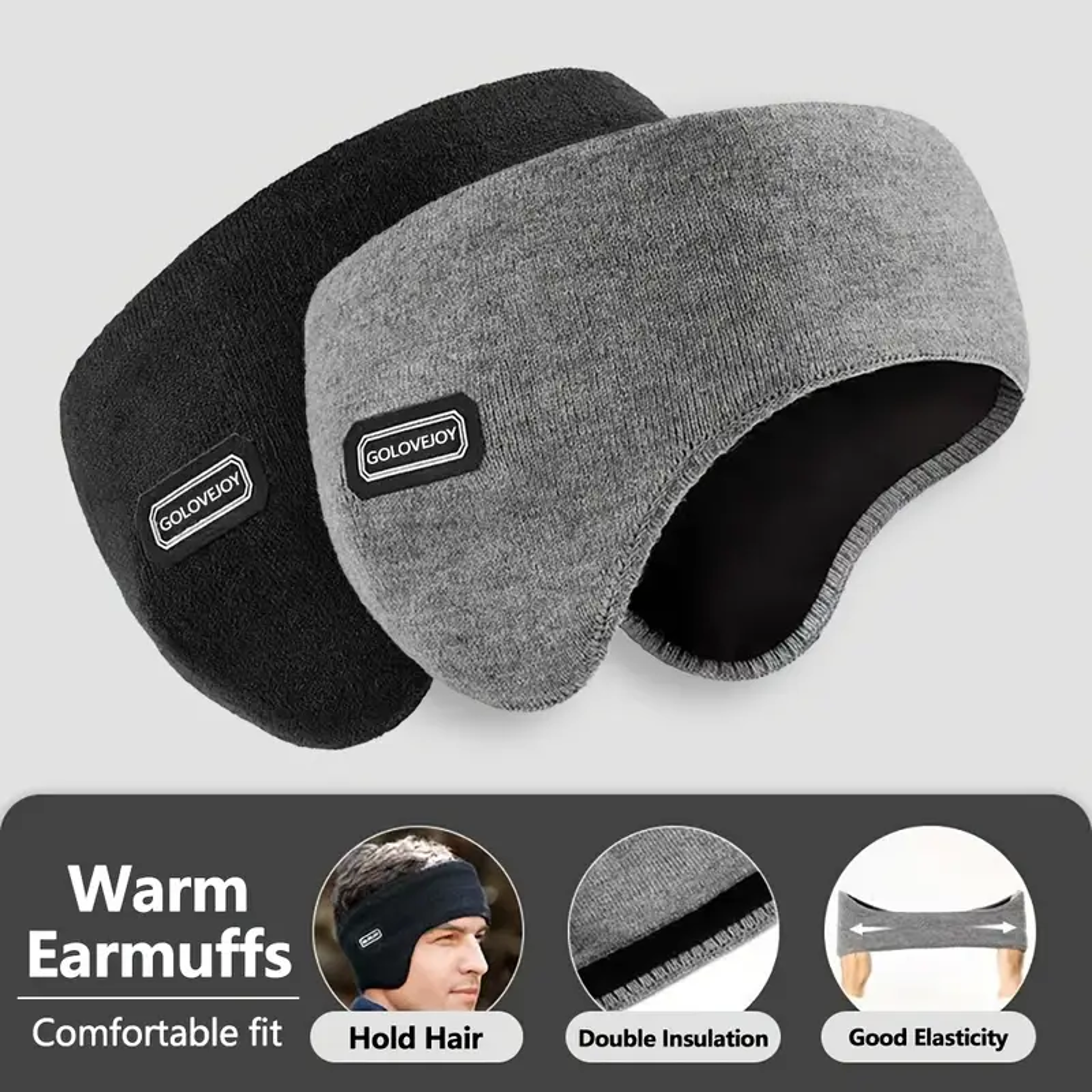 winter warm earmuffs plush knitted headband for skiing cycling and running