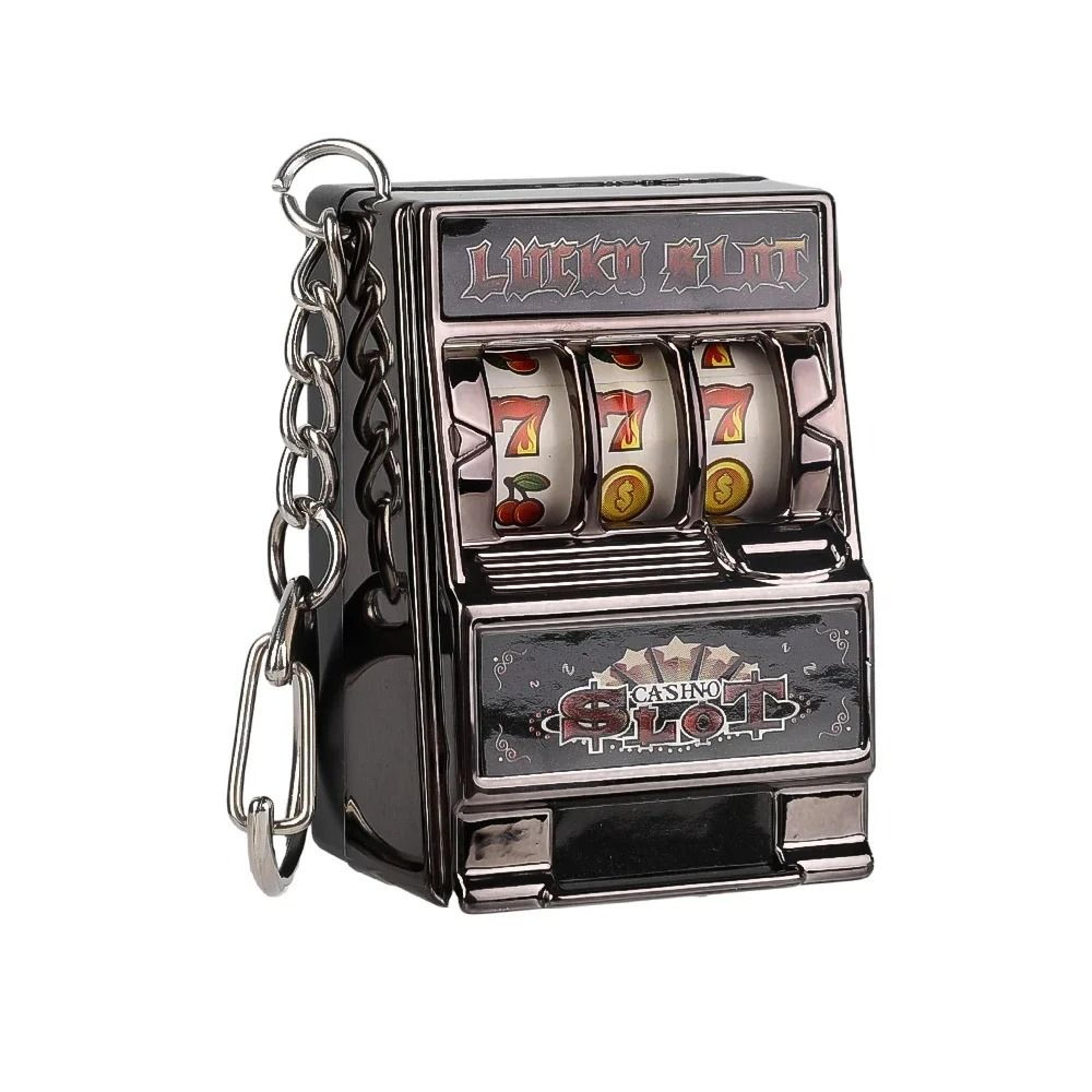 mini slot machine keychain plastic arcade style pocket toy with stainless steel ring