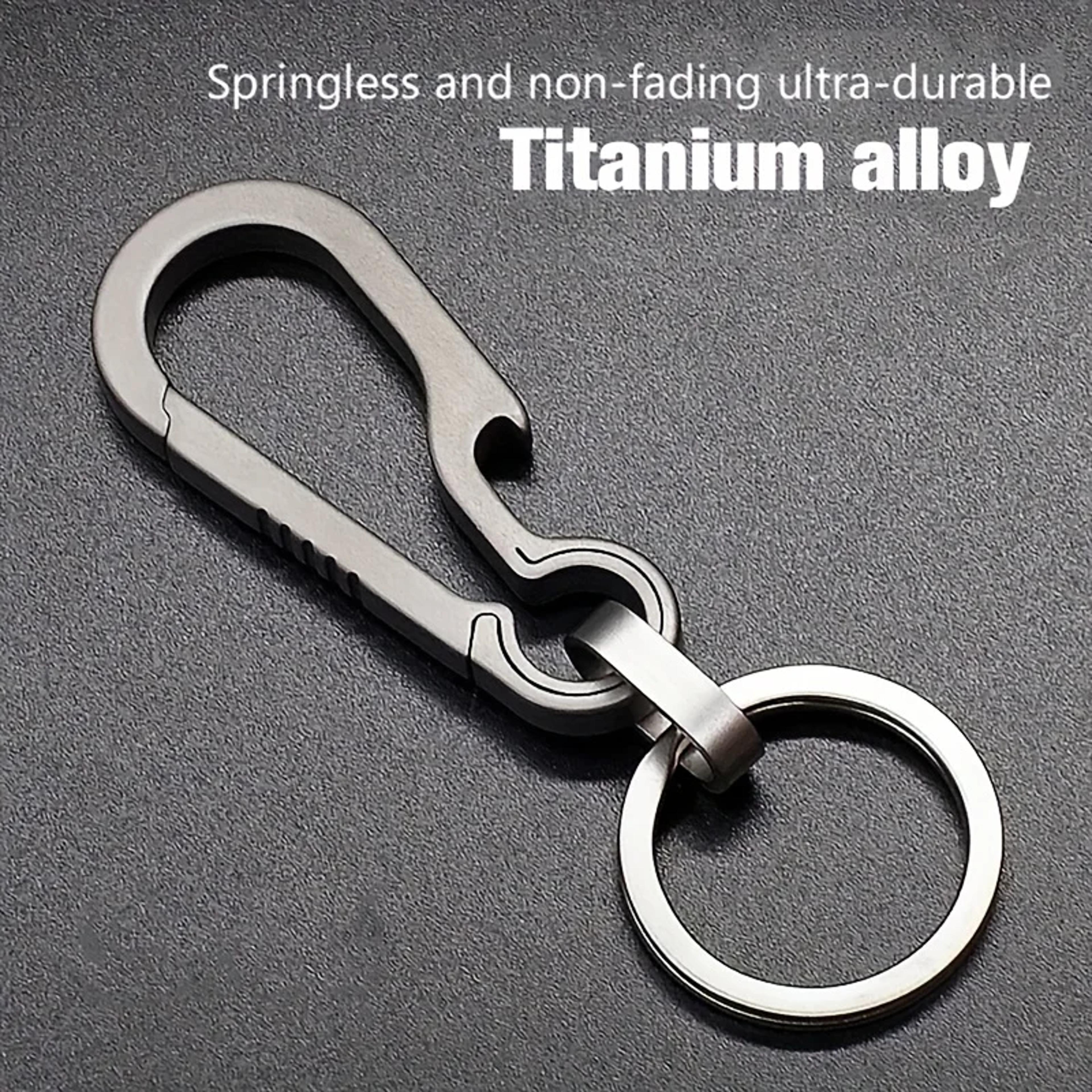 titanium plated carabiner keychain with bottle opener and split key ring