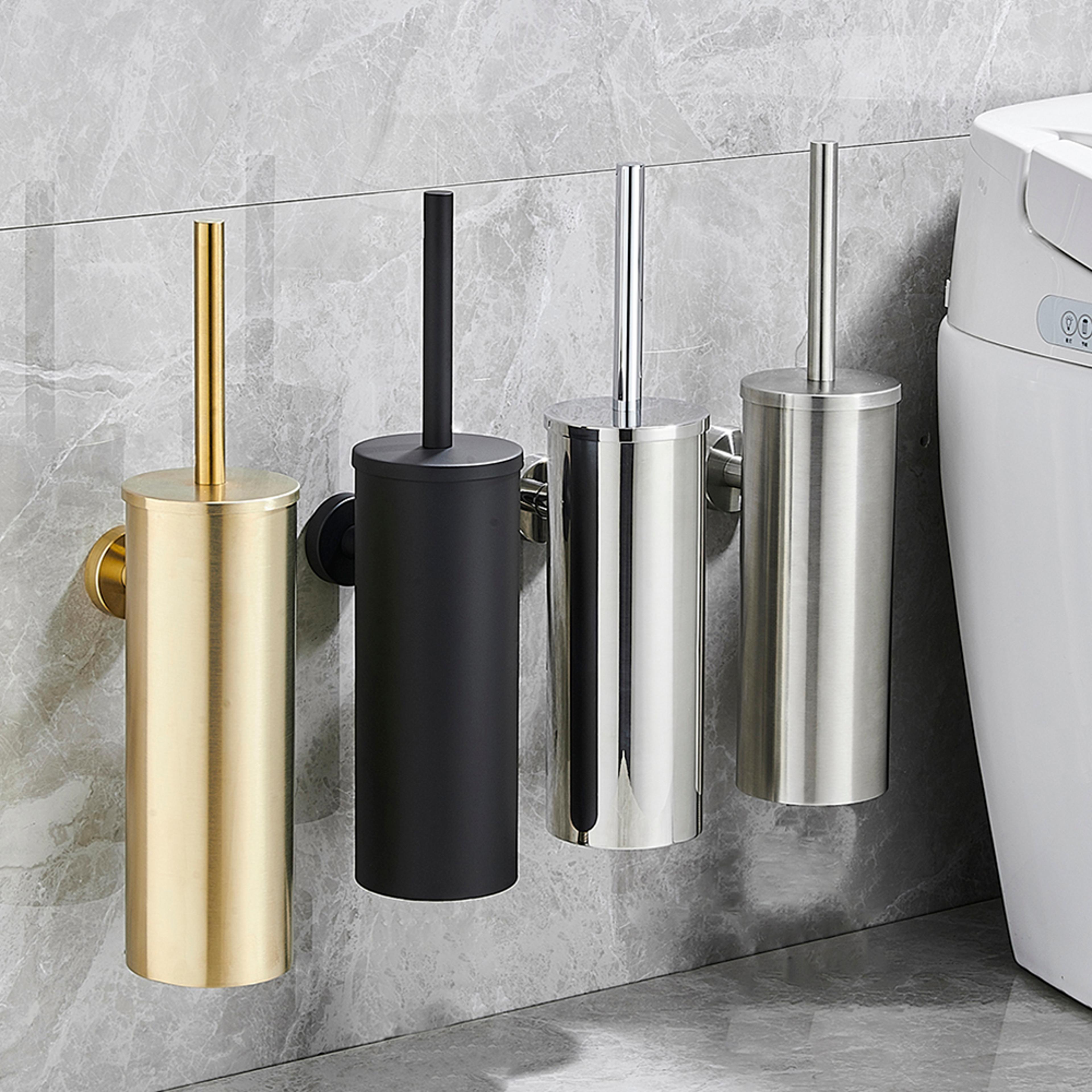 wall mounted stainless steel toilet brush holder with plastic cup