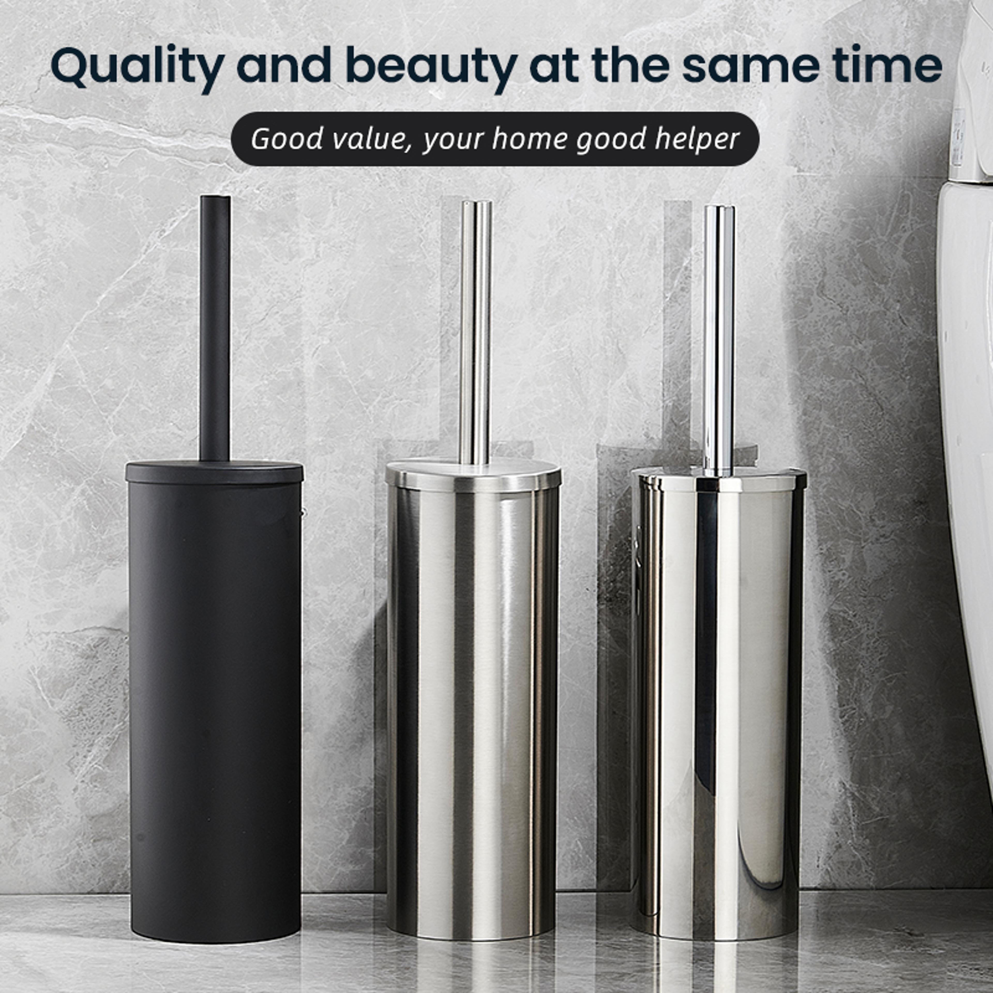 Wall Mounted Stainless Steel Toilet Brush Holder With Plastic Cup 2
