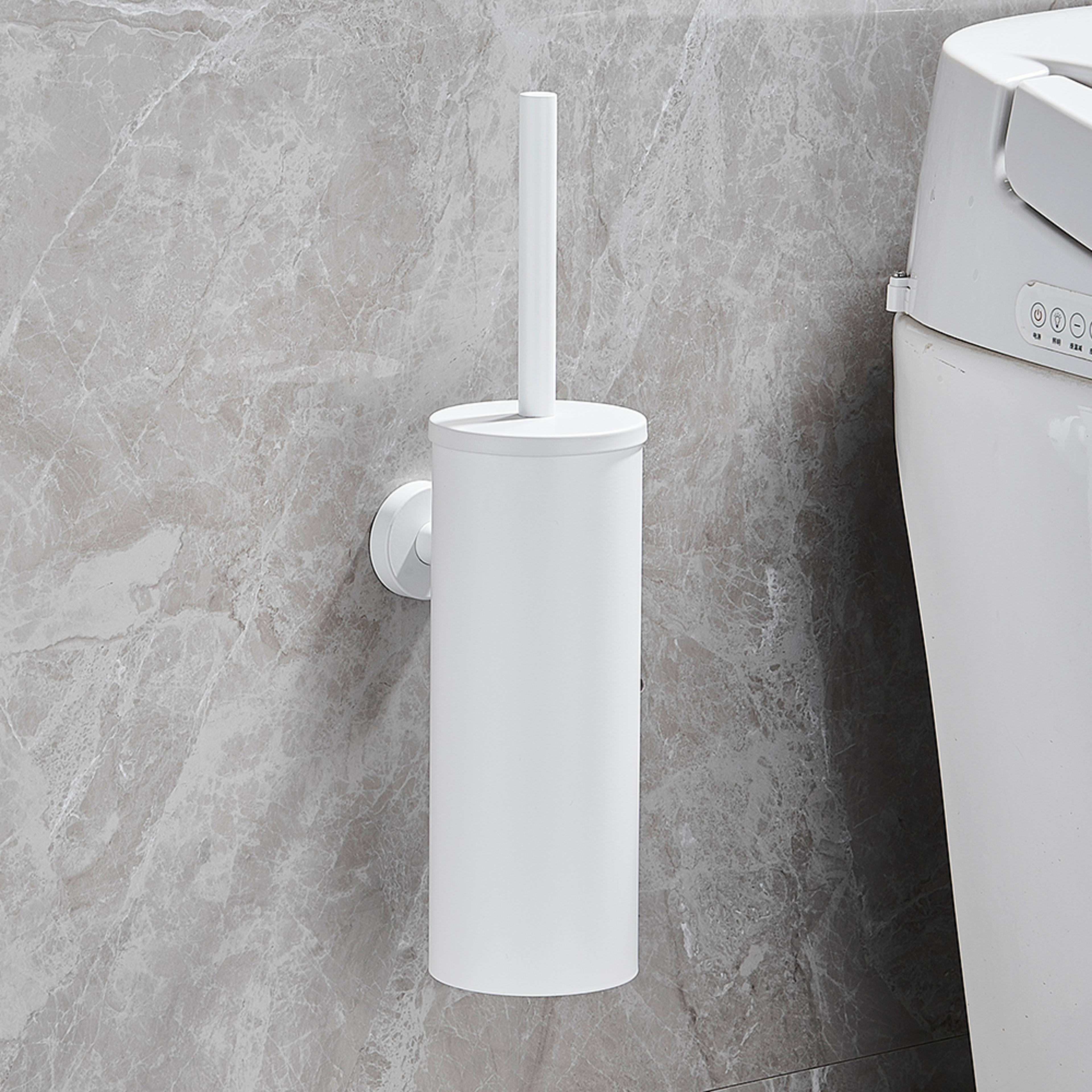 Wall Mounted Stainless Steel Toilet Brush Holder With Plastic Cup 6