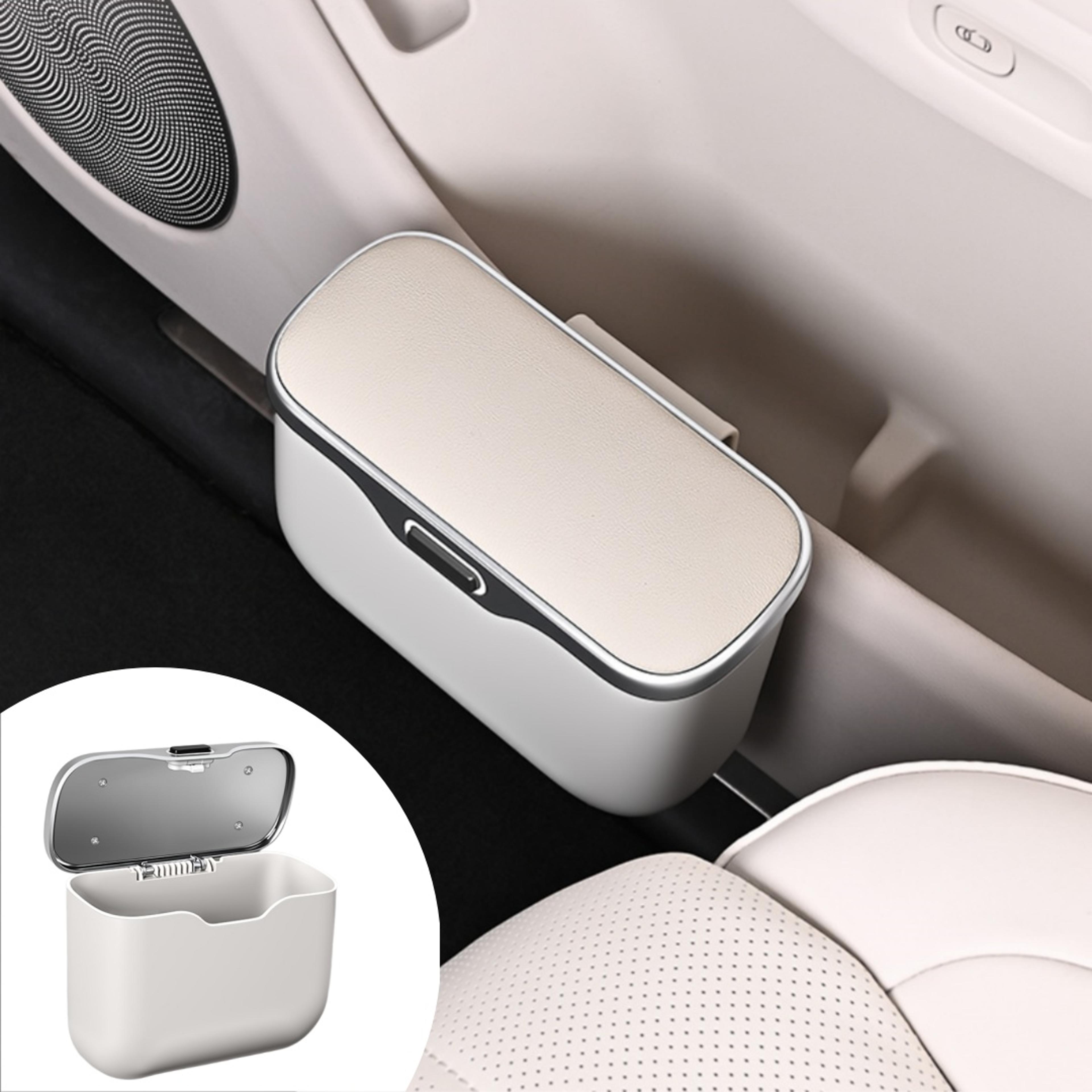 pu leather press lid car trash can hanging storage organizer