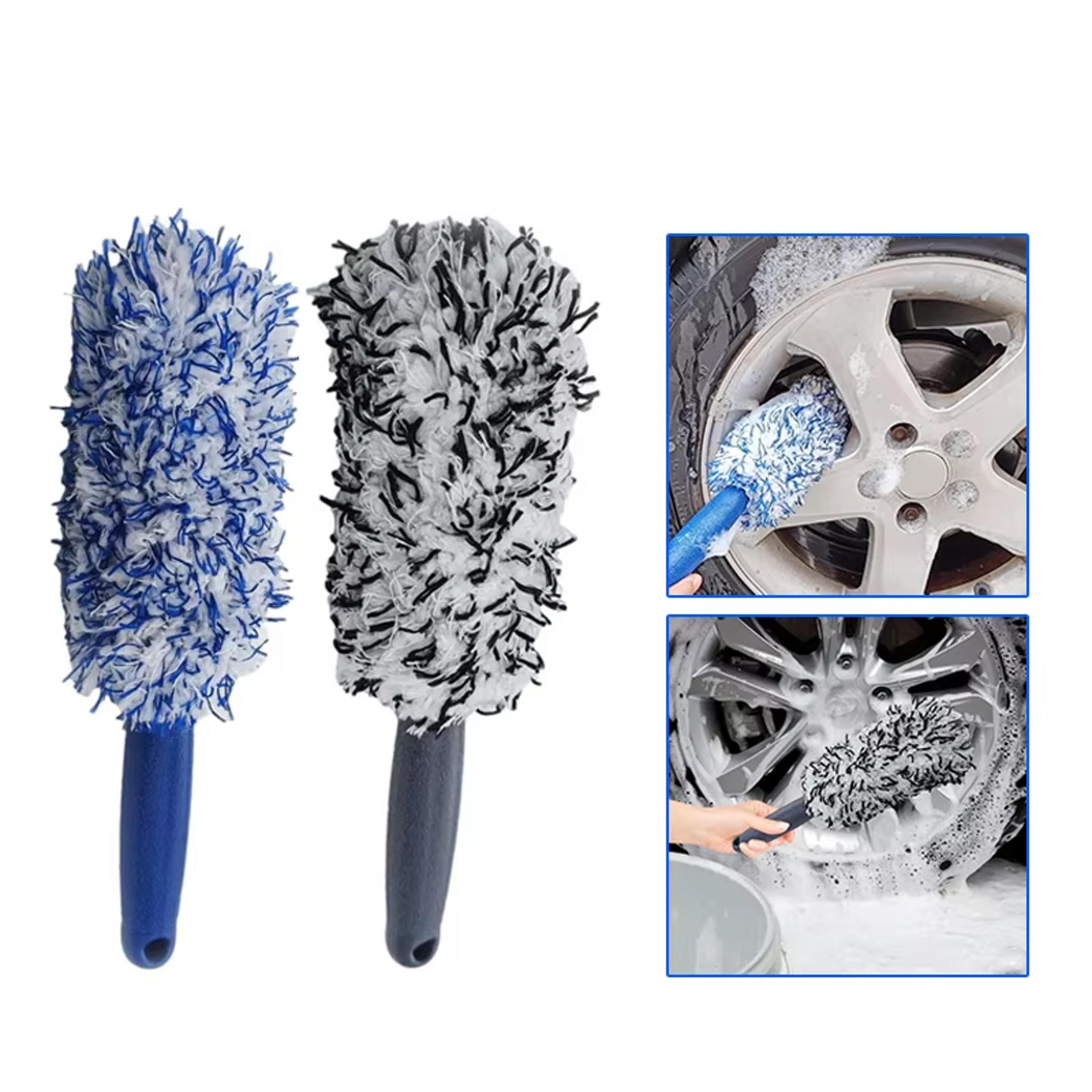 plush car wheel rim cleaning brush for tire detailing and dust removal