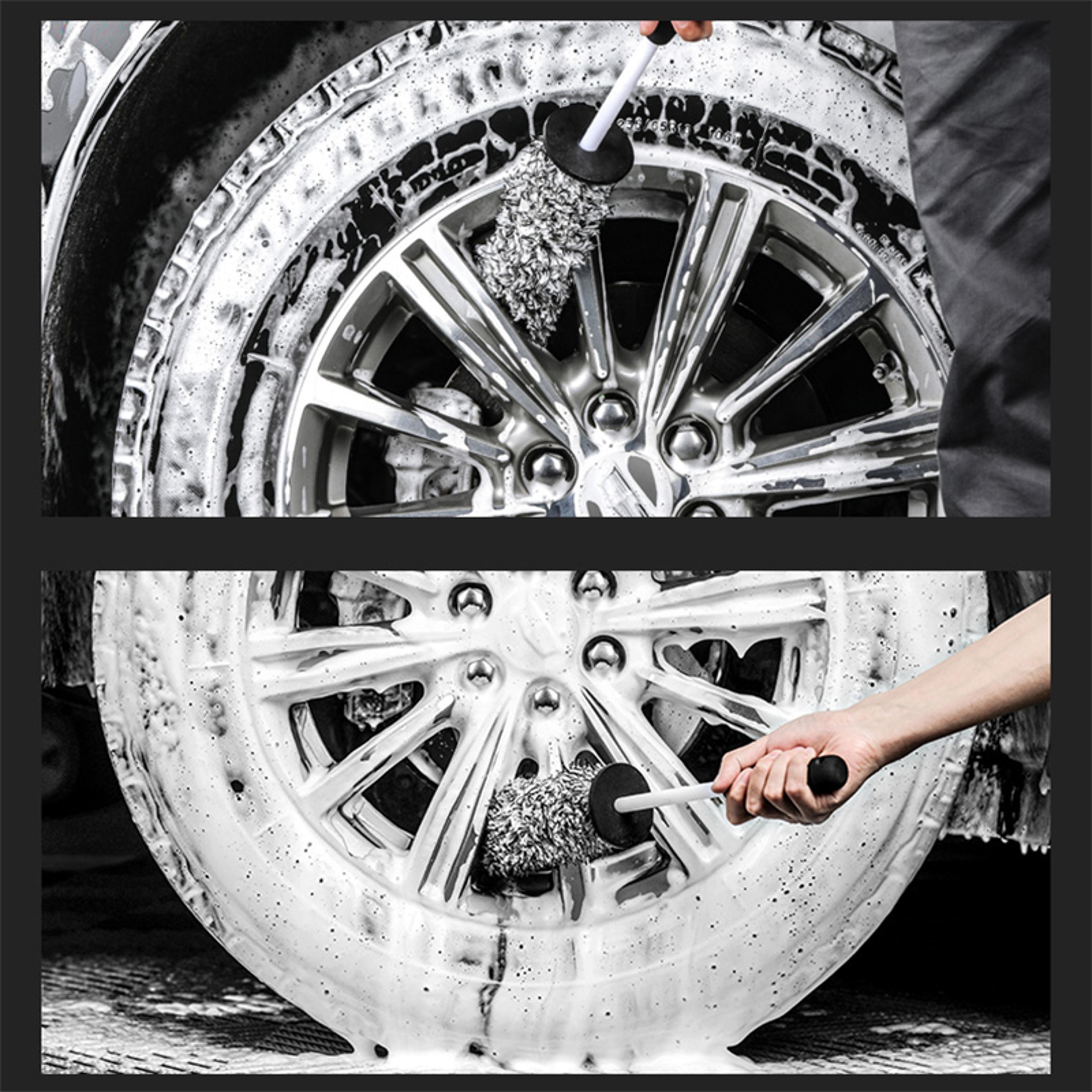 Microfiber Car Wash Brush Glove With Plastic Handle 4