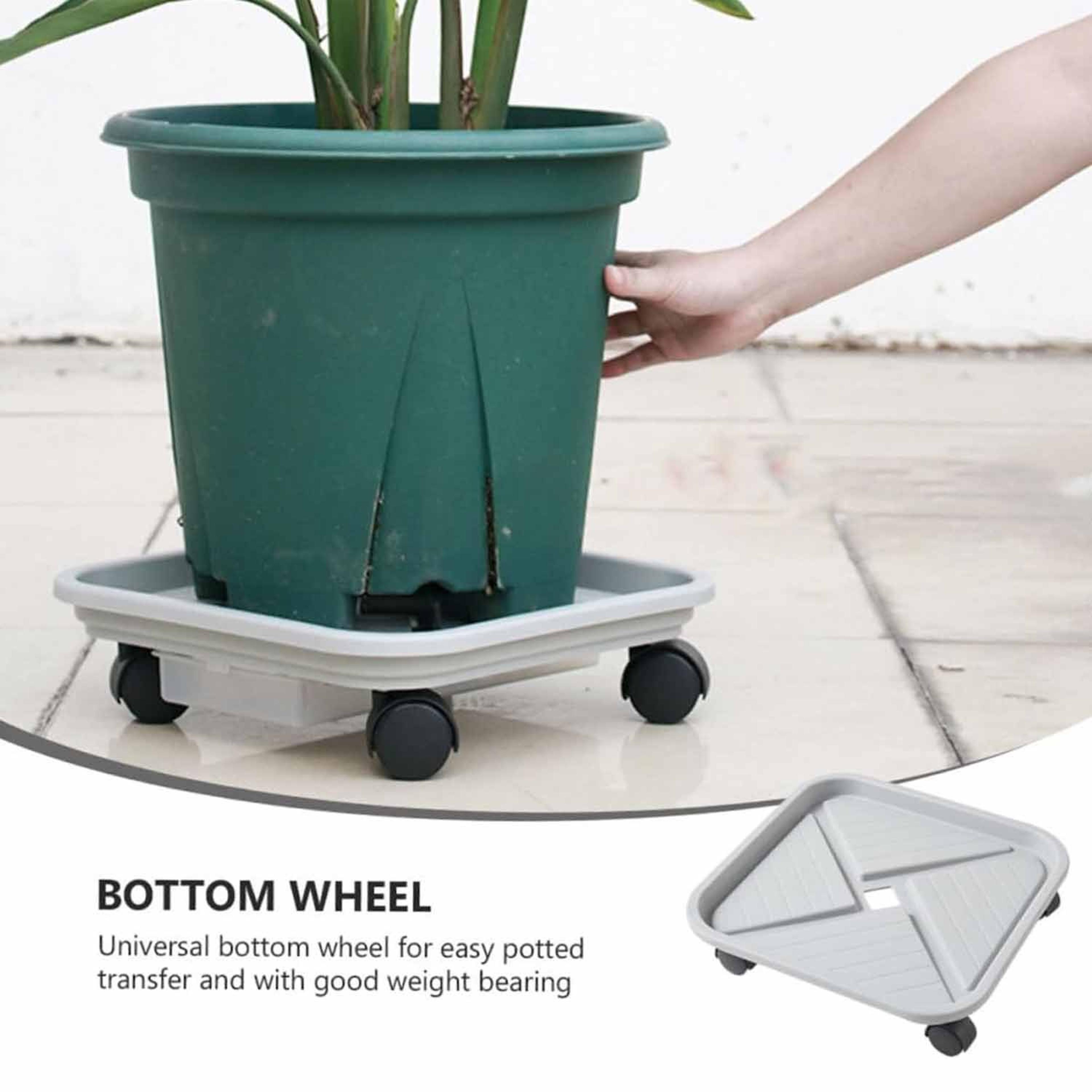 Square Rolling Plant Stand With Four Wheels And Drainage Tray 3