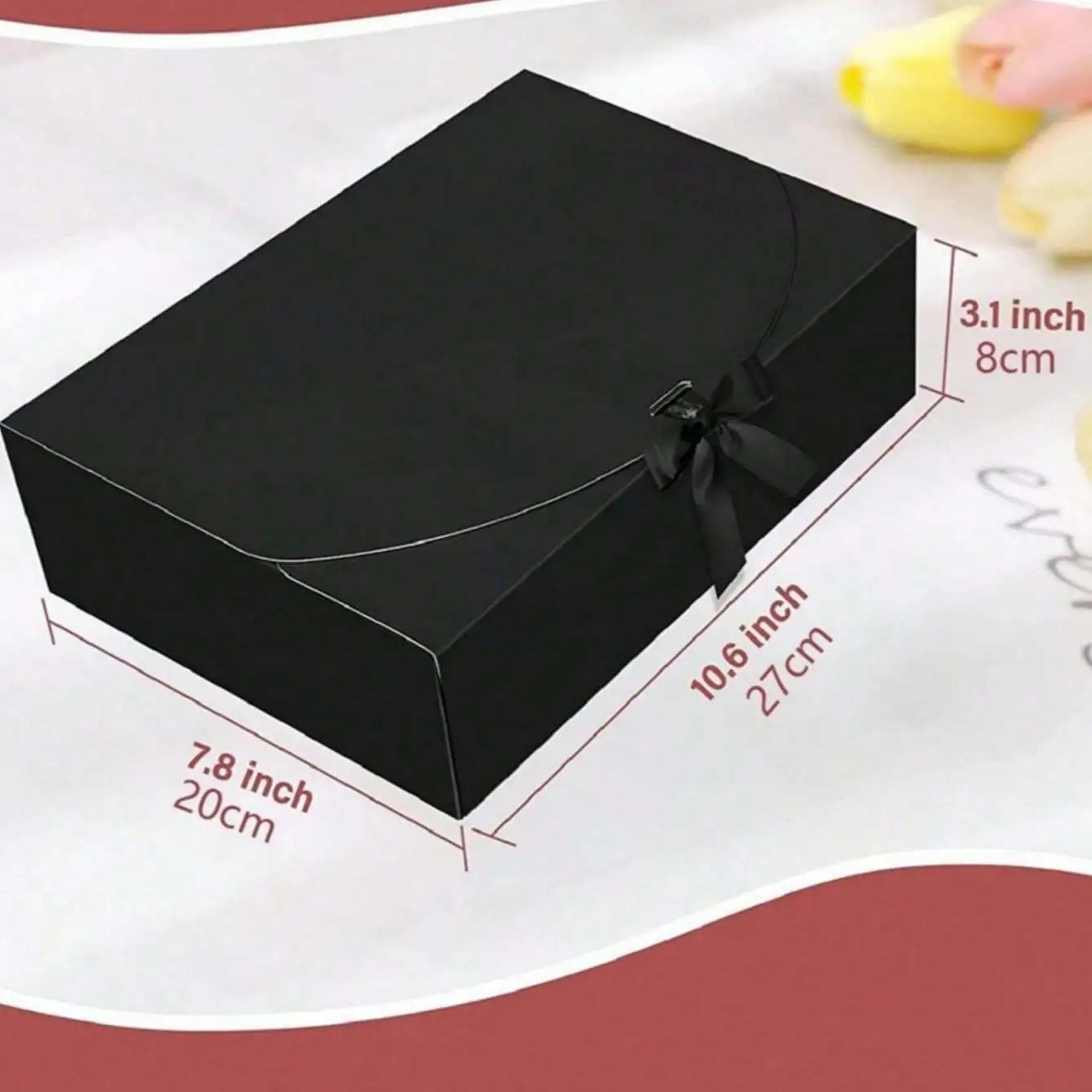 Black Foldable Gift Box With Lid And Ribbon For Weddings Graduation And Special Occasions 6